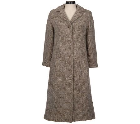 Boyne Valley Weavers Fully Lined Long Tweed Coat - QVC.com