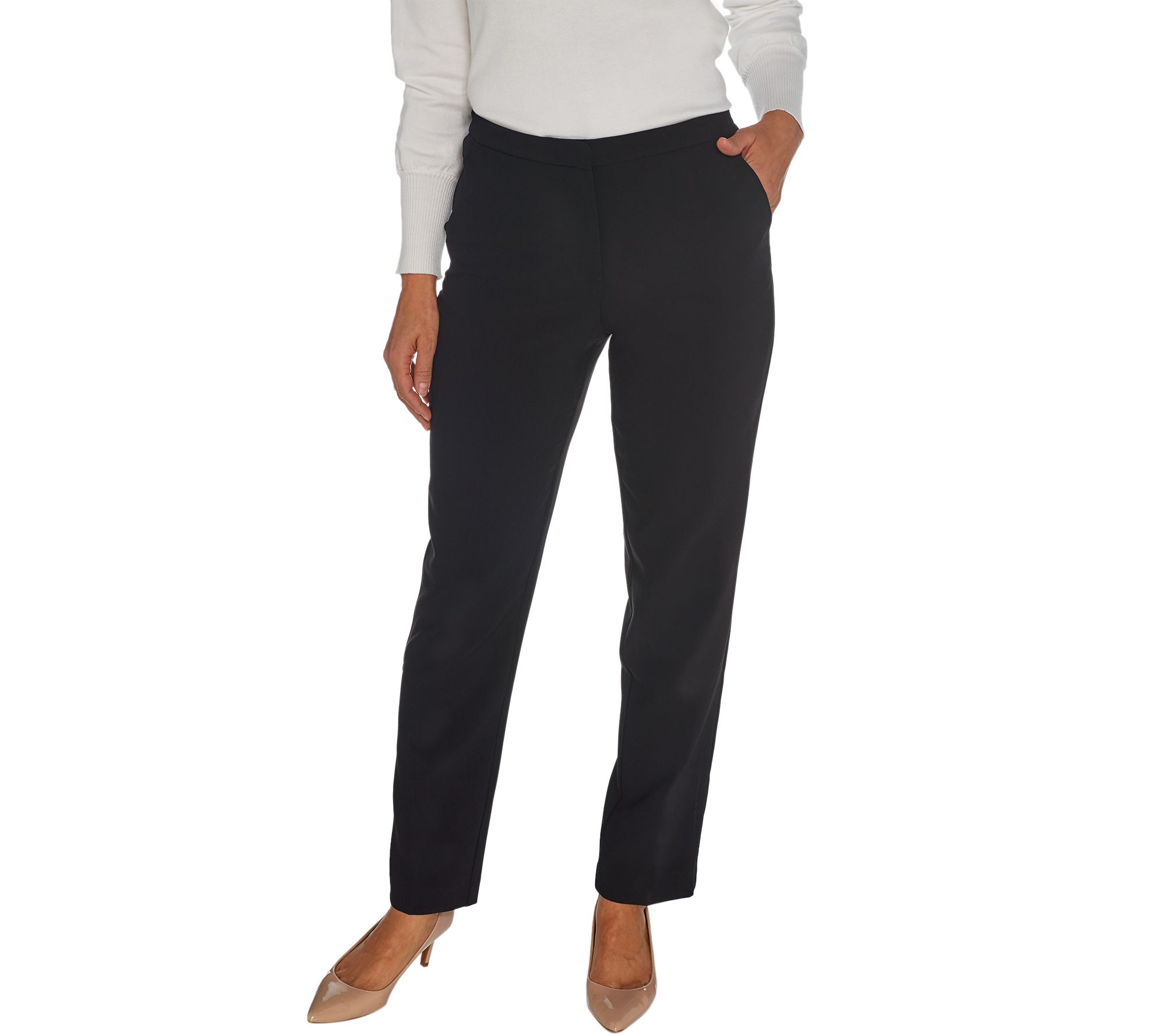 Susan Graver Petite City Stretch Zip Front Pants - QVC.com