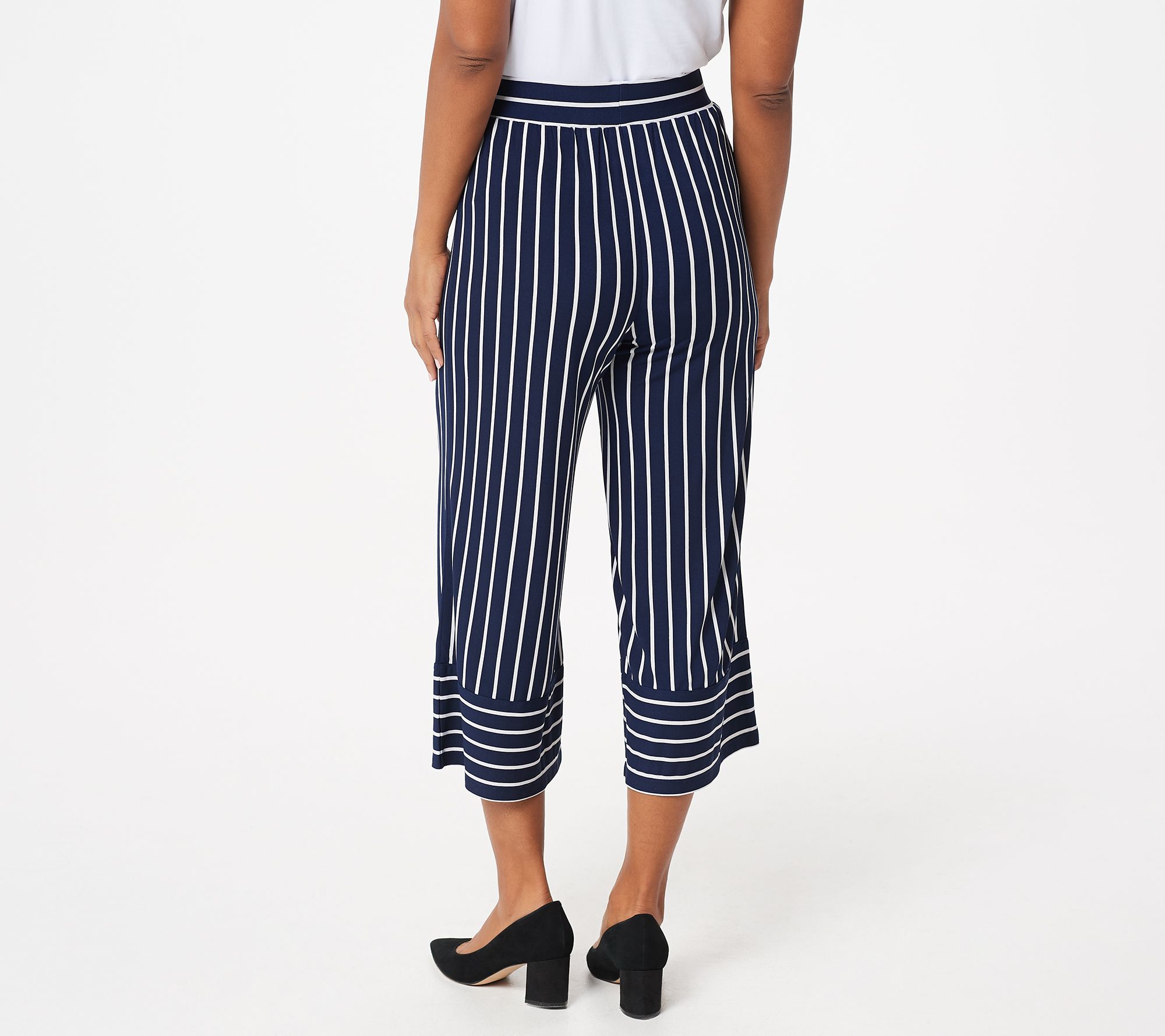 striped cropped wide leg pants