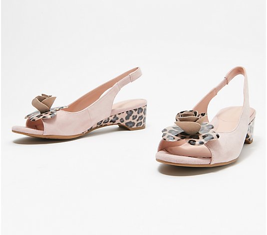 Taryn Rose Slingback Heeled Sandals with Rose - Neva Leopard