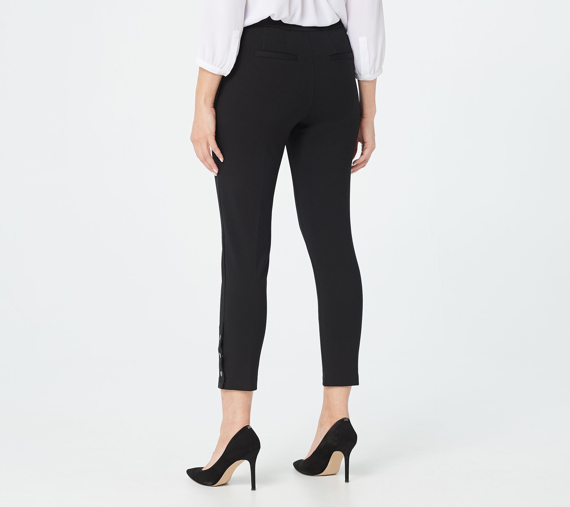 Joan Rivers Regular Signature Knit Ankle Pants with Snap Cuffs - QVC.com