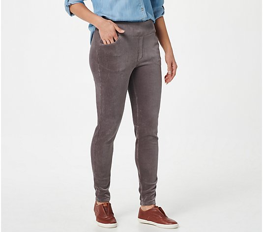 Denim & Co. Tall Smooth Waist Knit Cord Leggings with Pockets