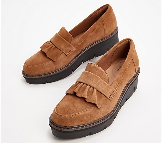 Clarks Collection Suede Loafers - Airabell Slip