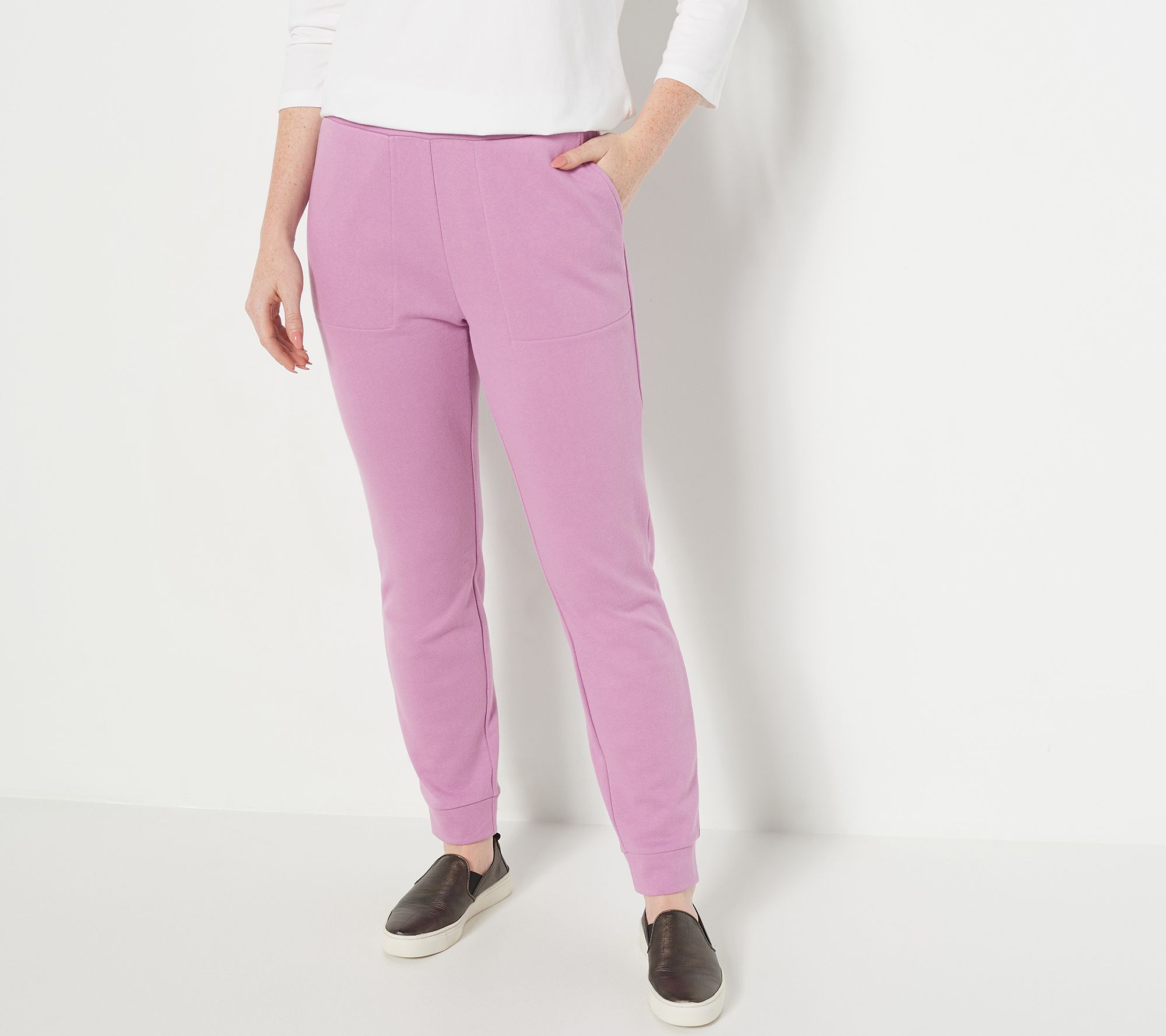 Susan Graver Weekend Petite Washed French Terry Slim Joggers - QVC.com