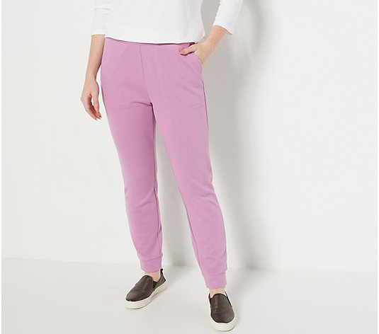 Susan Graver Weekend Petite Washed French Terry Slim Joggers