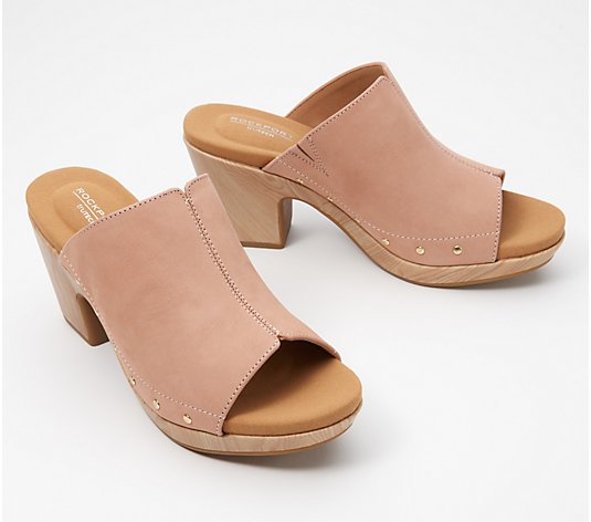 Rockport Leather Heeled Slide Sandals - Vivianne
