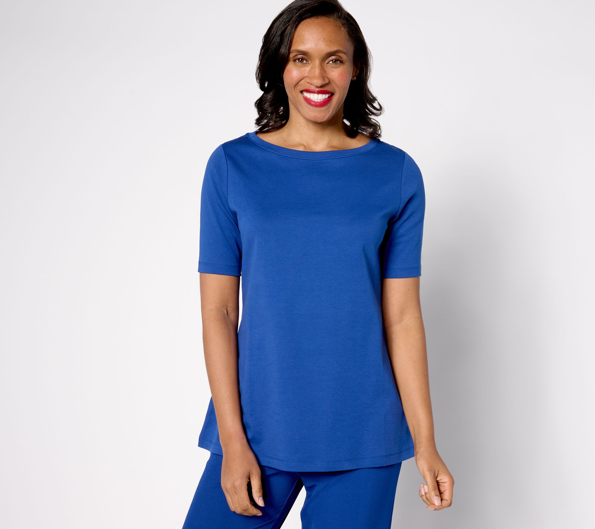 Isaac Mizrahi Live! Textured Knit Swing Top with Short 