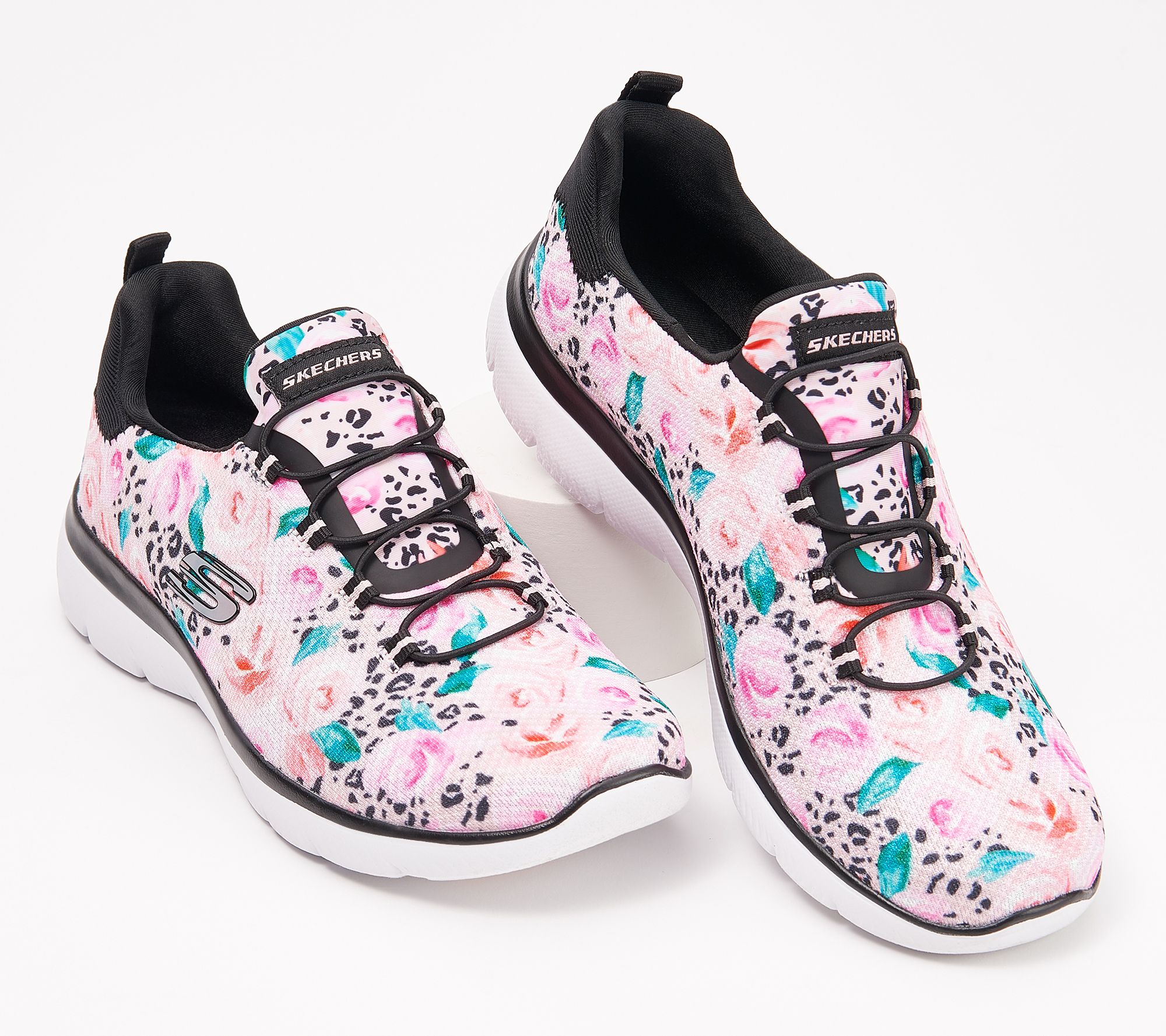 Summits Washable Bungee Sneakers - All Rosey - QVC.com