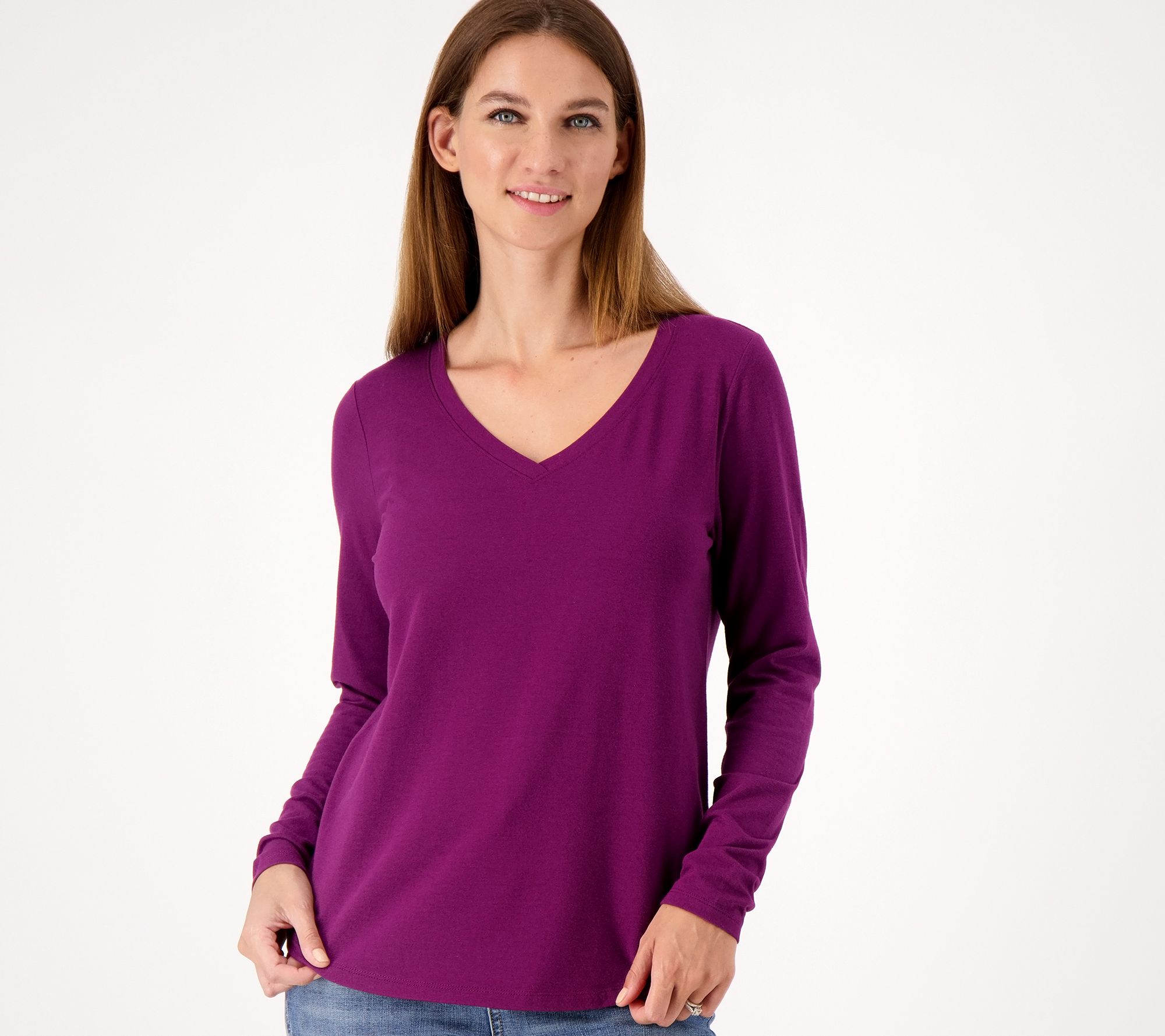 Candace Cameron Bure Long Sleeve V-Neck Top - QVC.com