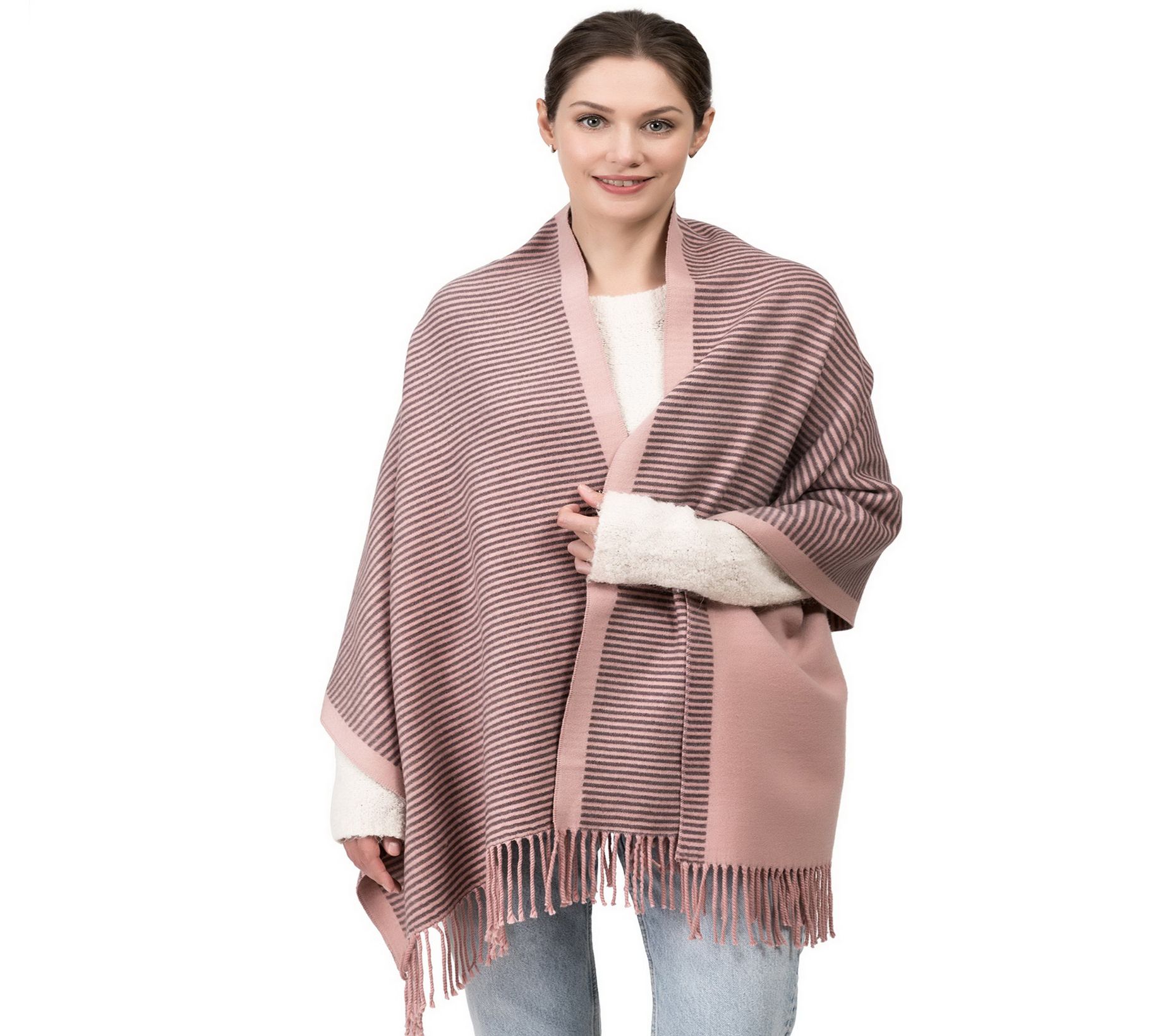 Glitzhome Reversible Scarf with Fringe - QVC.com