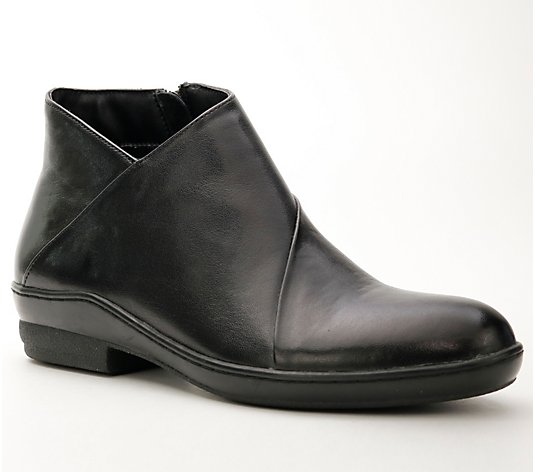 David Tate Leather Side Zip Booties - Pond