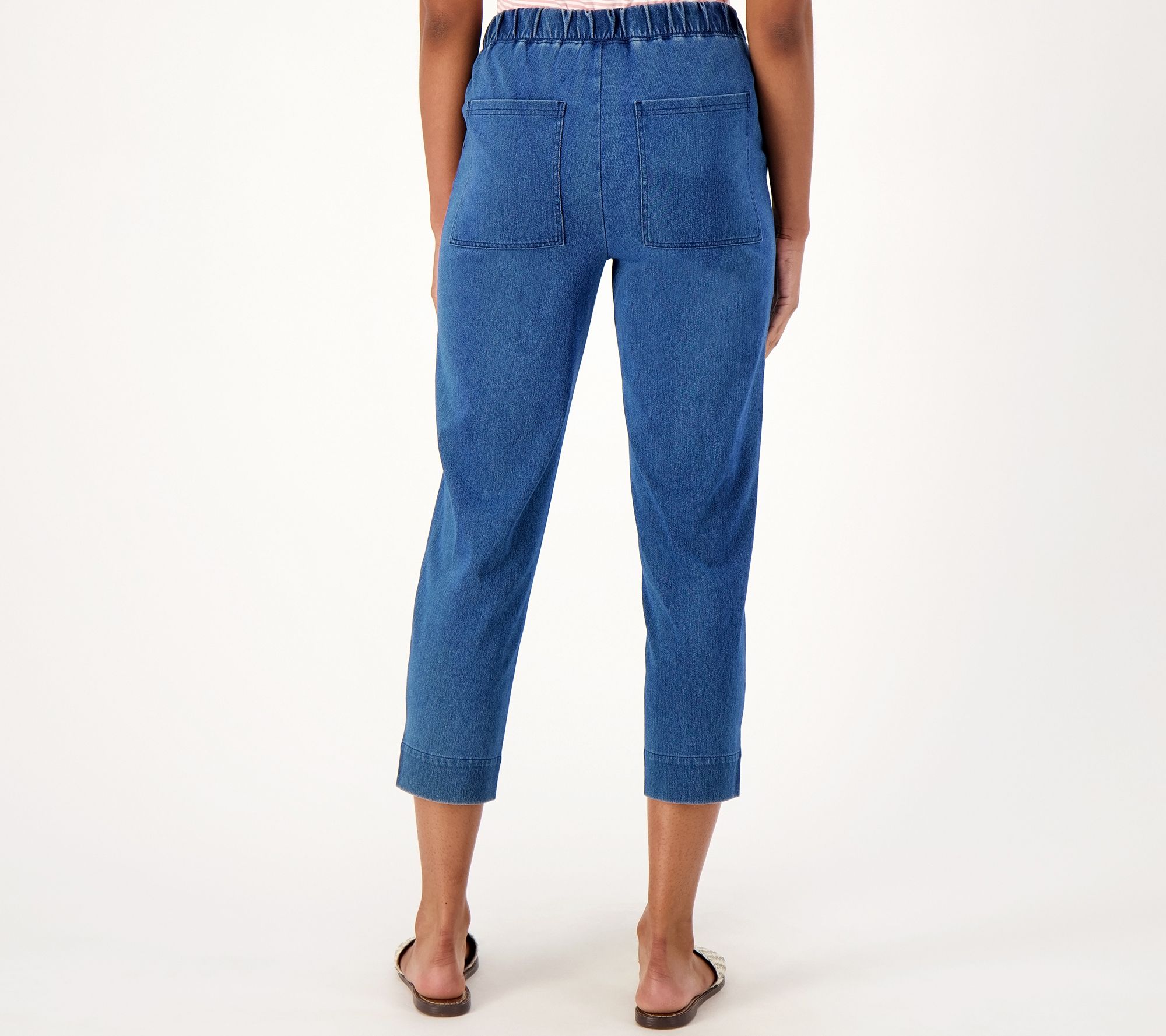 Denim & Co. Comfy Knit Air Petite Straight Crop Pant with Side Slits