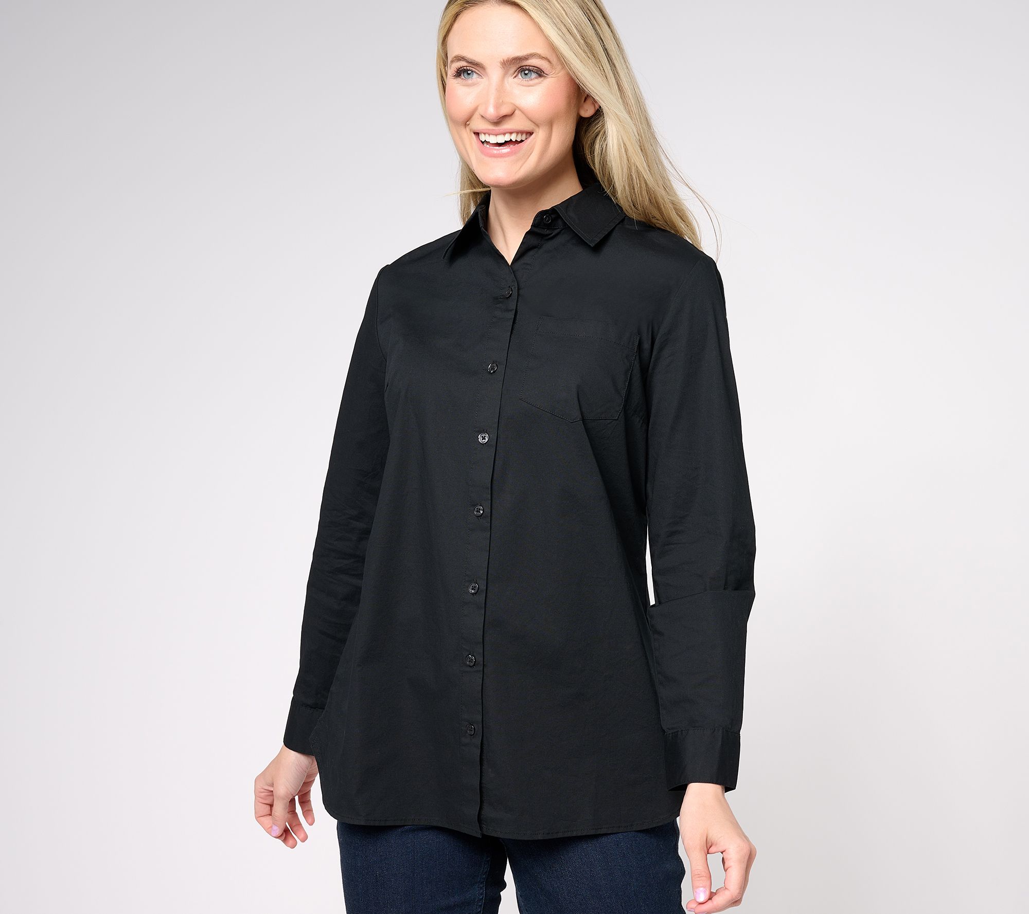 Denim & Co. Signature Poplin Button Down Shirt