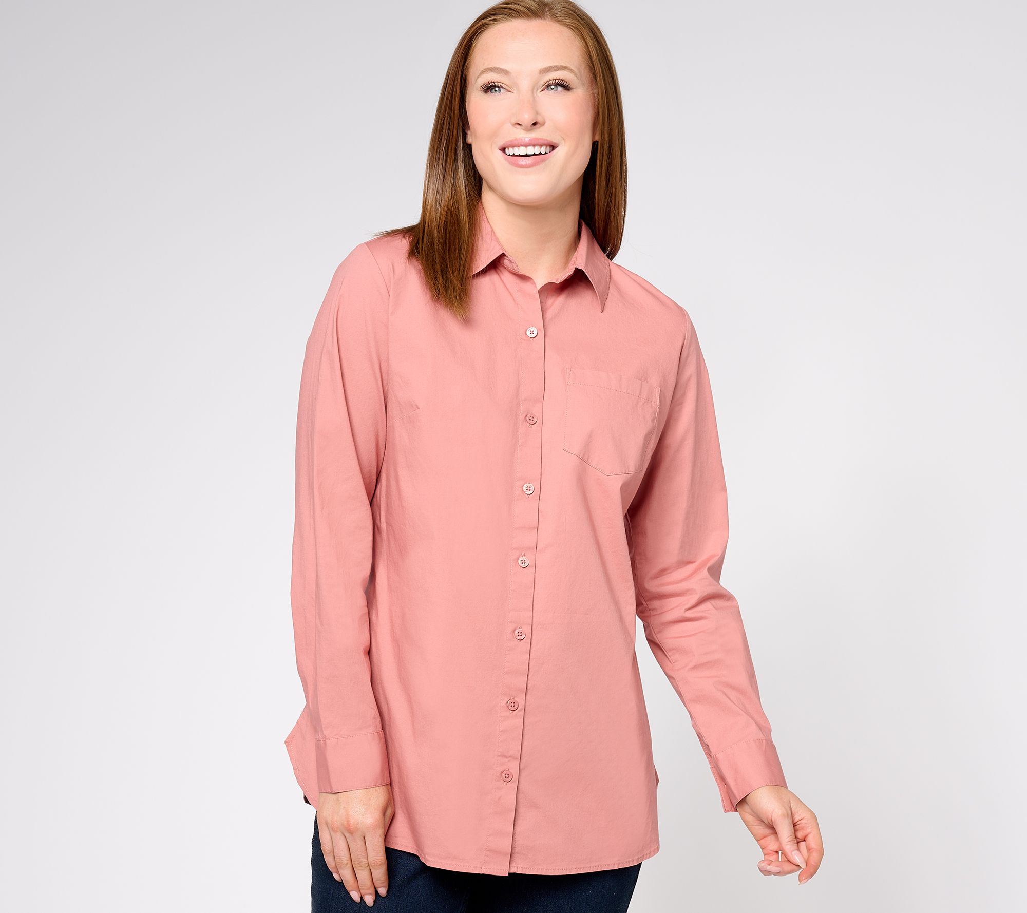 Denim & Co. Signature Poplin Button Down Shirt