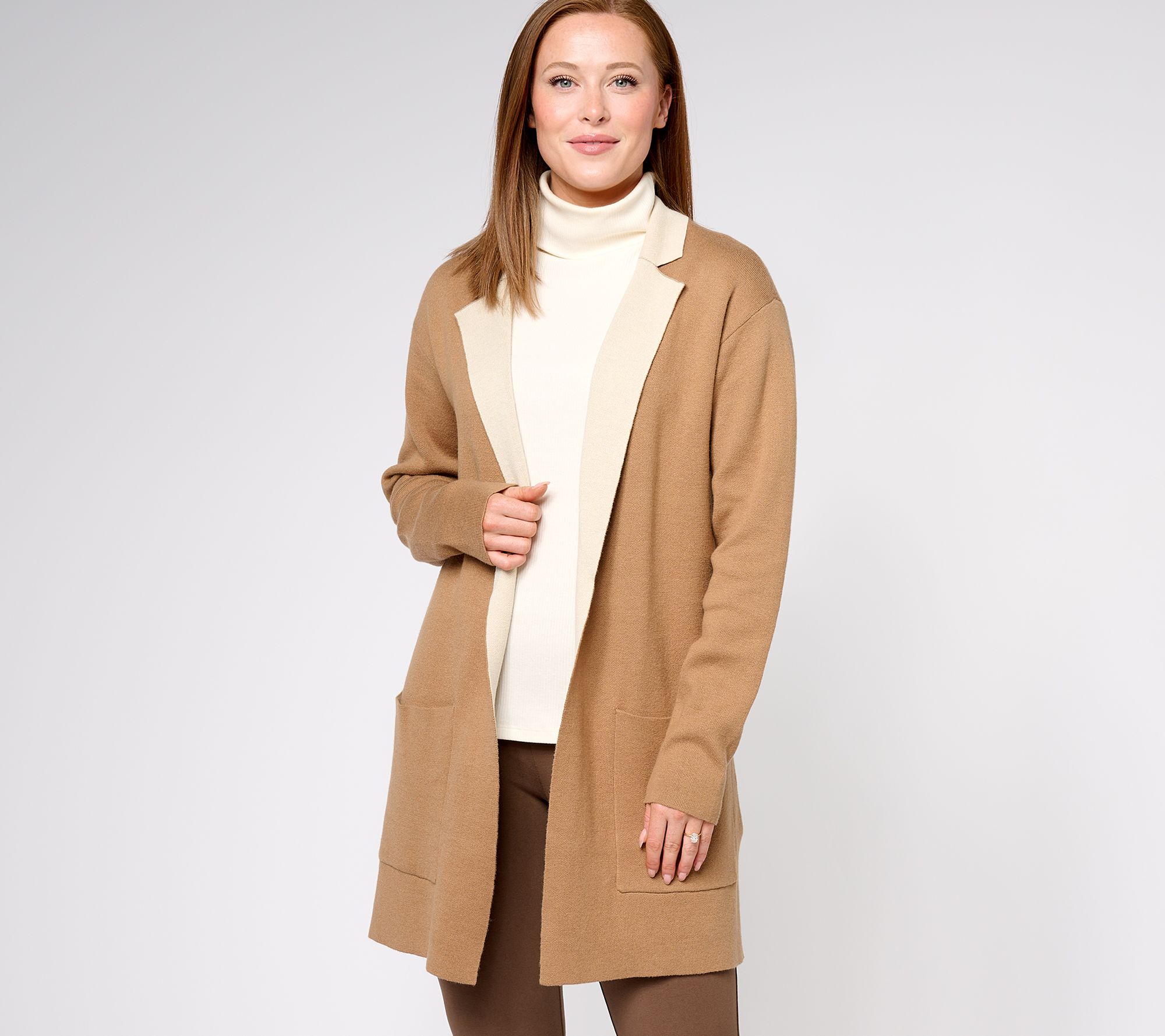 Isaac Mizrahi Live! Two Tone Double Knit Sweater Duster - QVC.com
