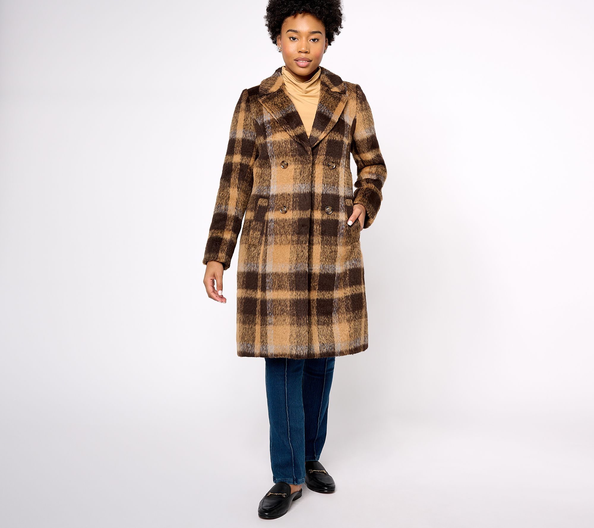 Dennis Basso Choice of Plaid or Solid Button Front Coat