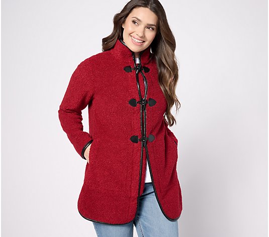 Susan Graver Weekend Regular Knit Boucle ToggleClosure Jacket, Size 1X, Dark Cranberry