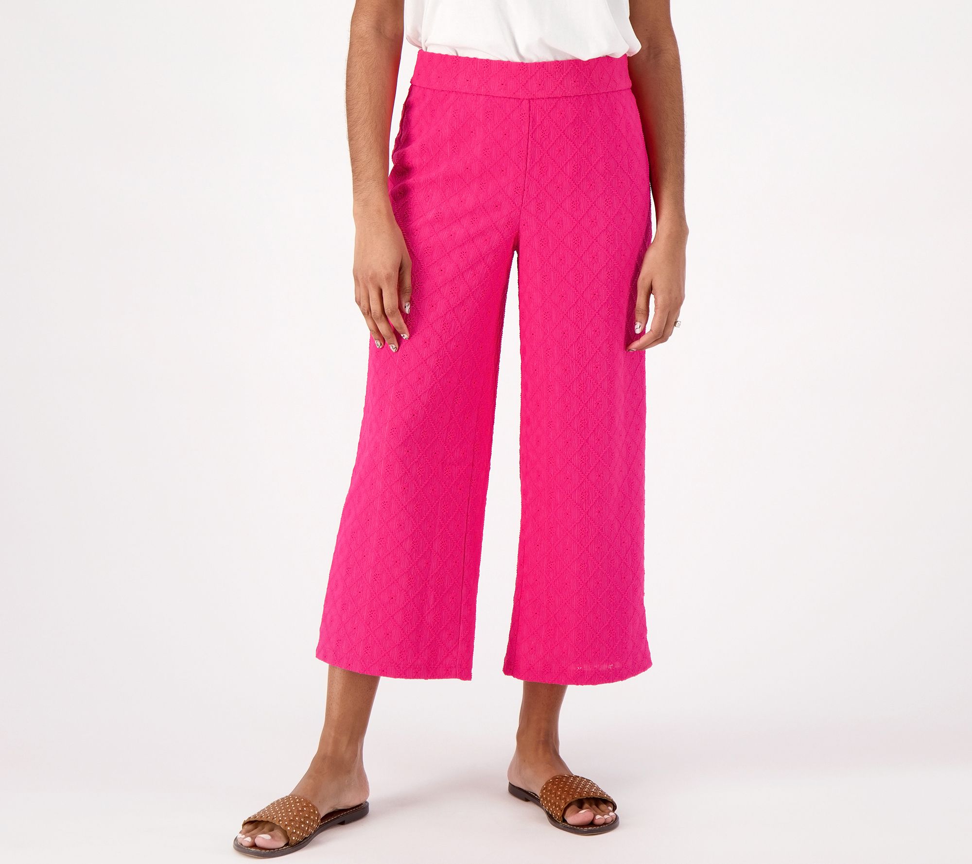 "As Is" Isaac Mizrahi Live Petite Textured Knit Crop Pants