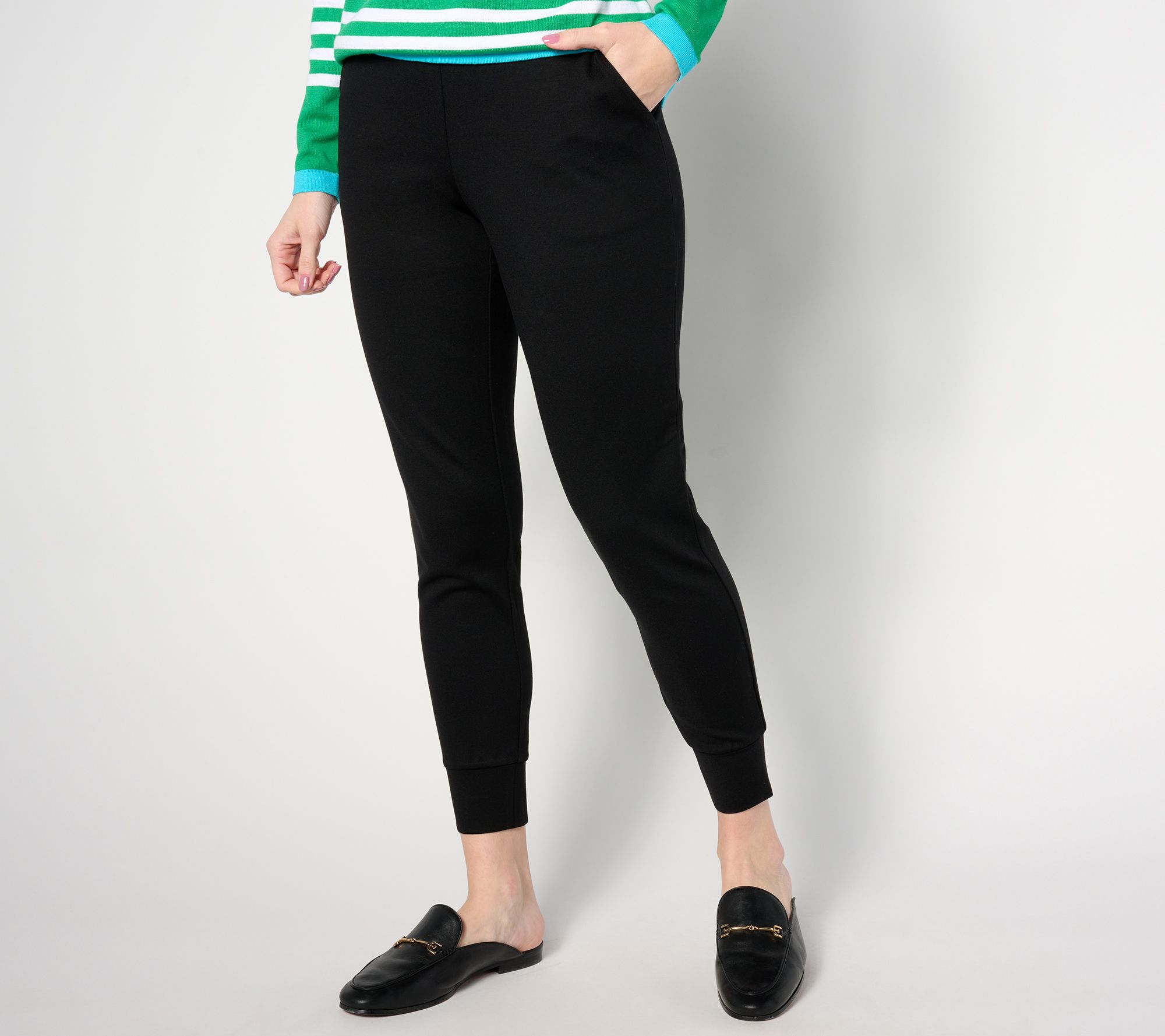 As IsBelle by Kim Gravel Petite Faux Leather and Ponte Jogger