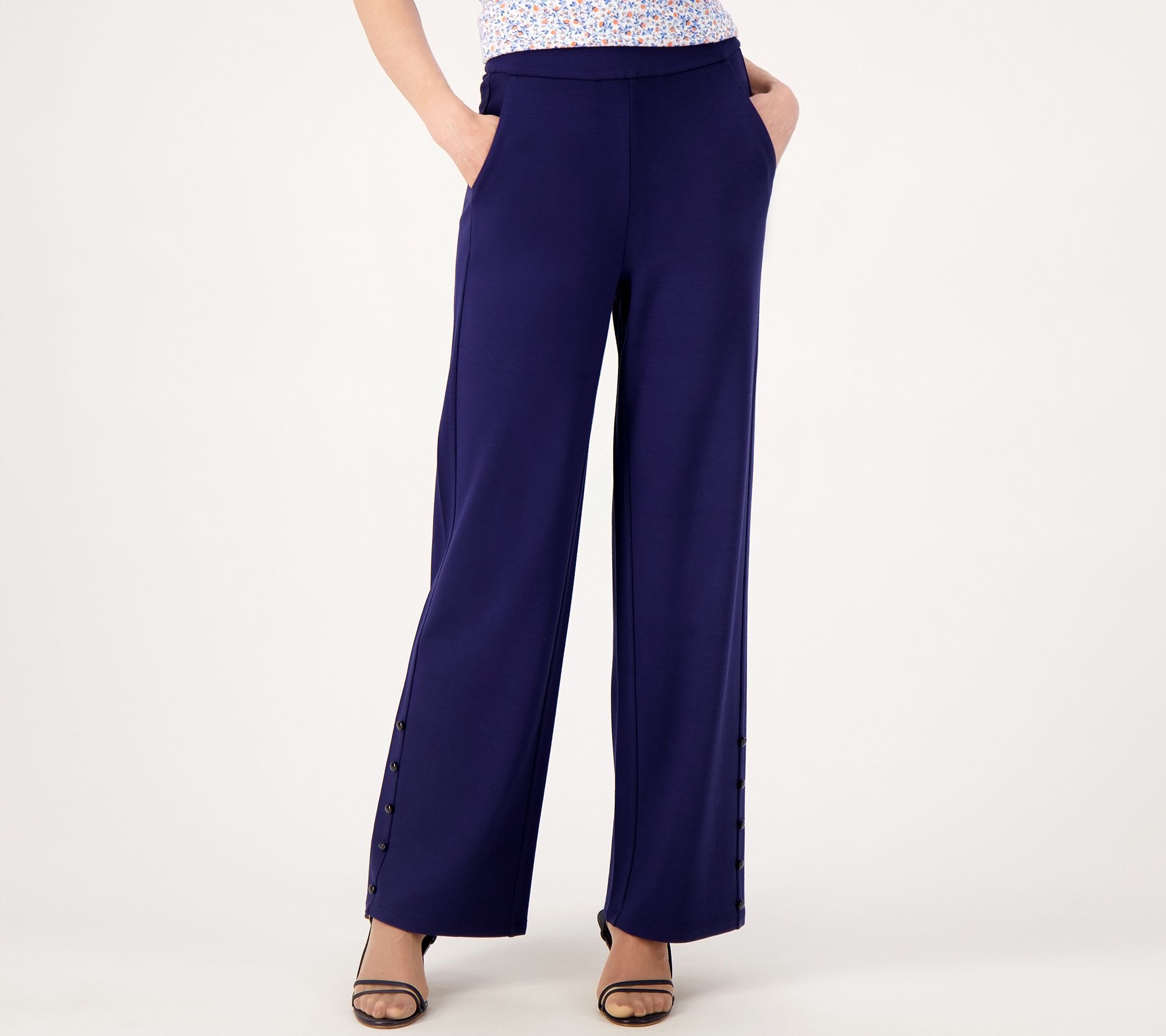 "As Is" Isaac Mizrahi Live Tall Ponte Pant with Pearl Buttons