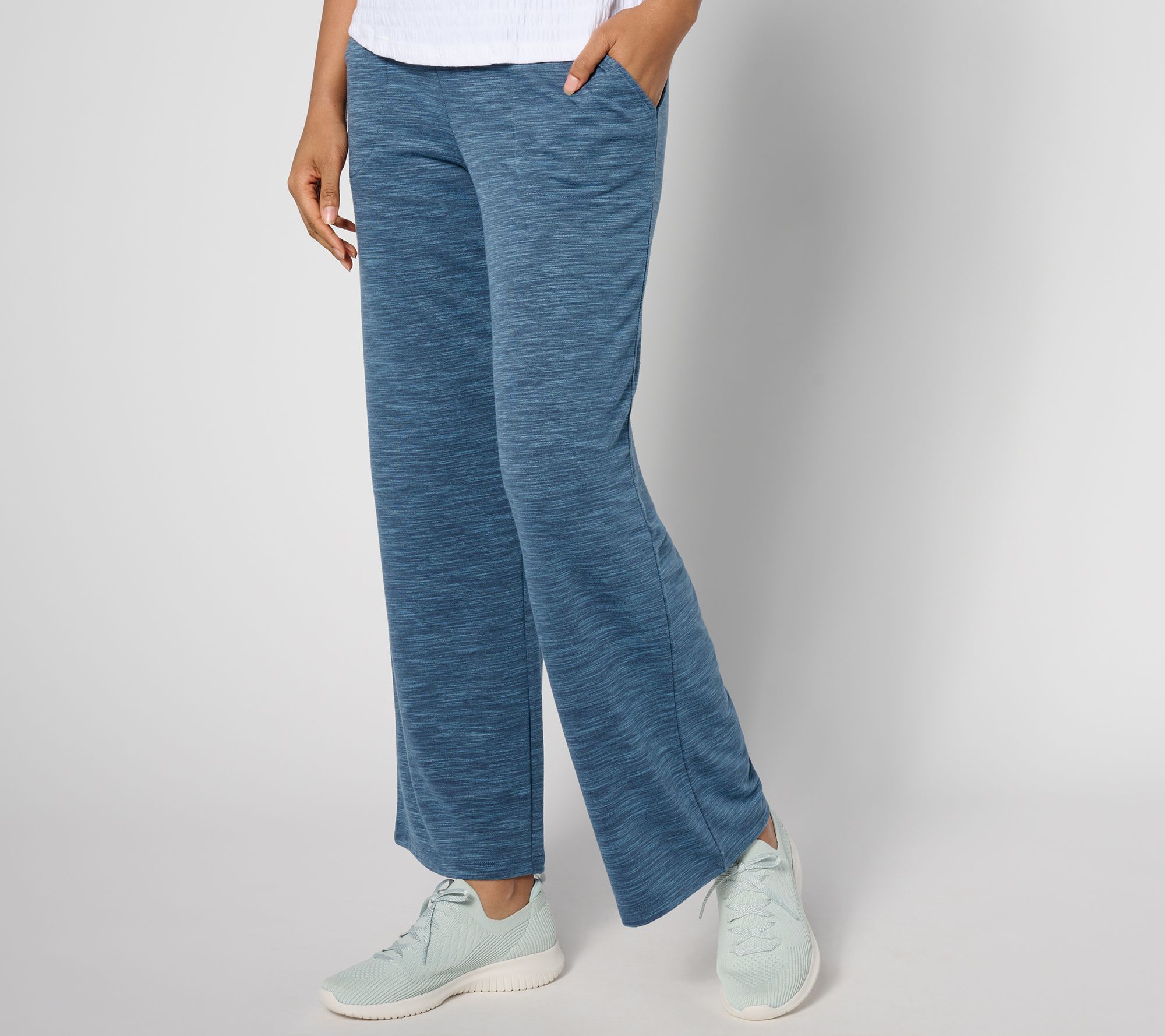 Denim & Co. Petite Active Soft Blend Knit Wide Leg Ankle Pant 