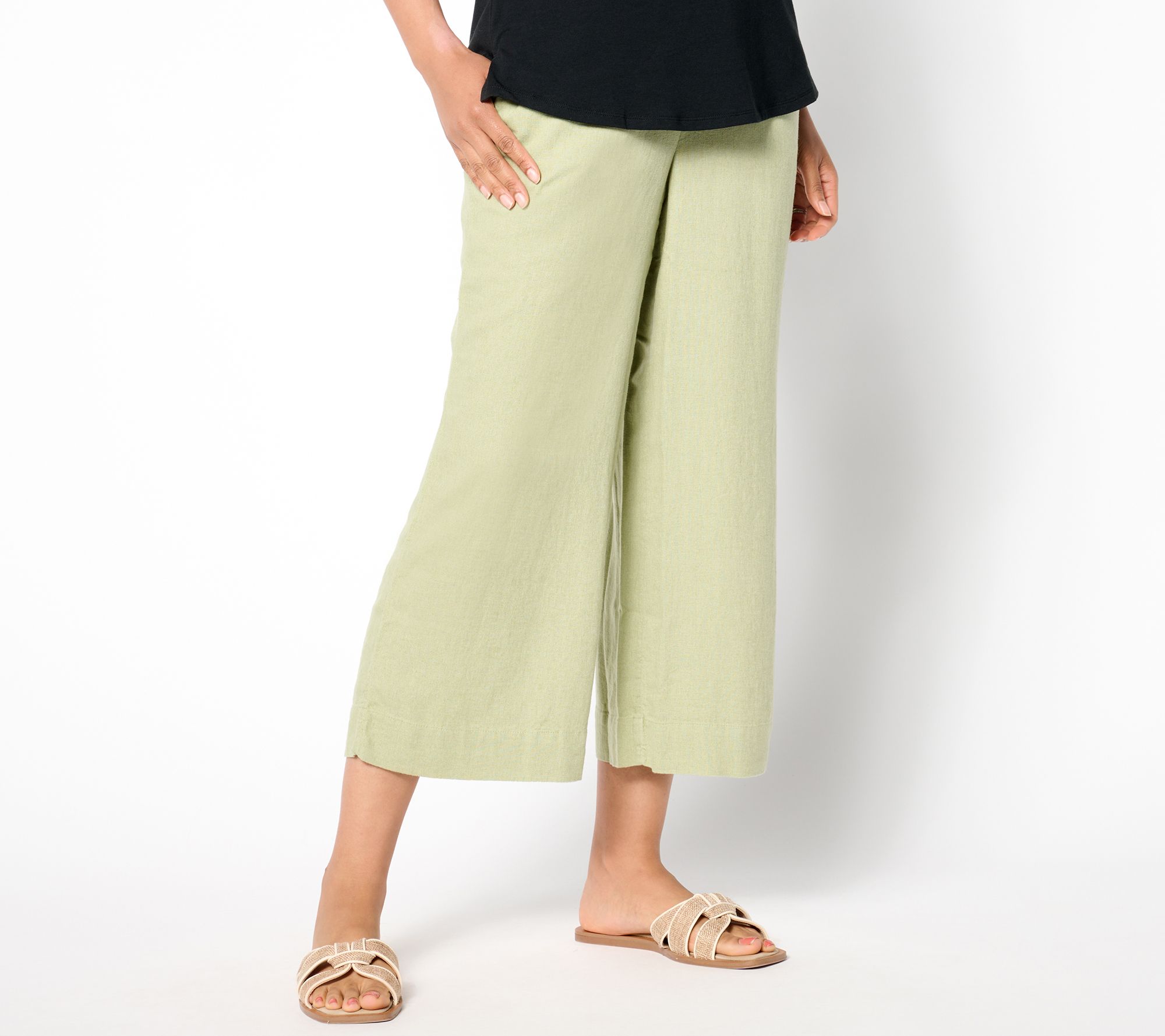 Denim & Co. Naturals_Reg Linen Blend Cropped Wide Leg Pant