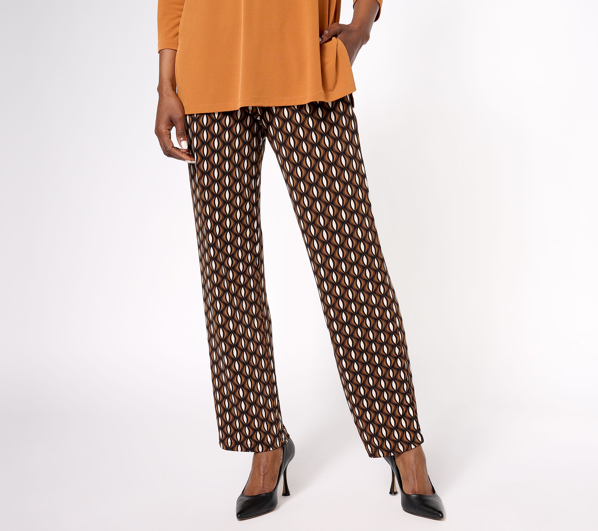 "As Is" Susan Graver Regular Printed Liquid Knit Sofia Ankle Pants