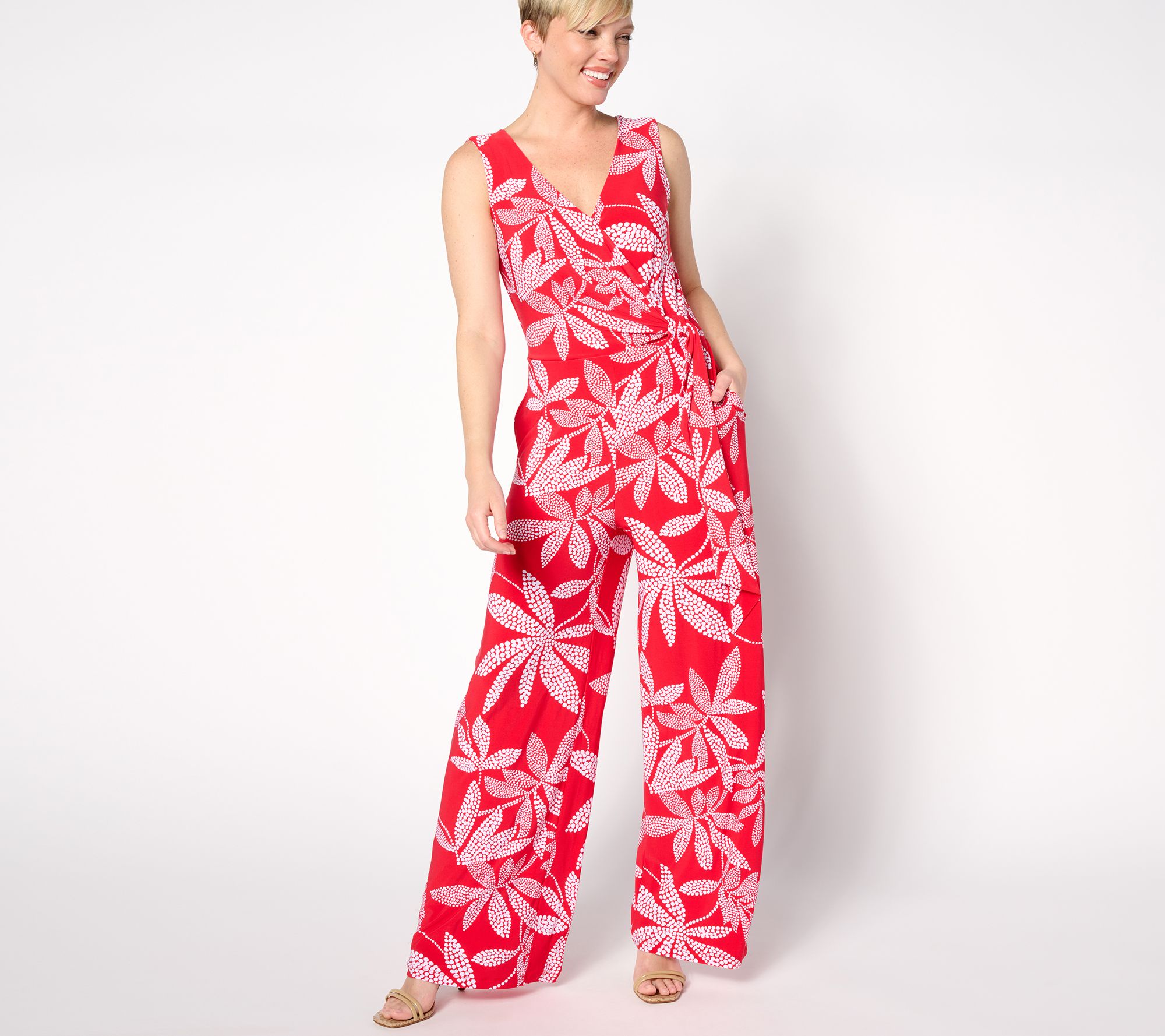 Dennis Basso Petite Printed Italia Knit Jumpsuit