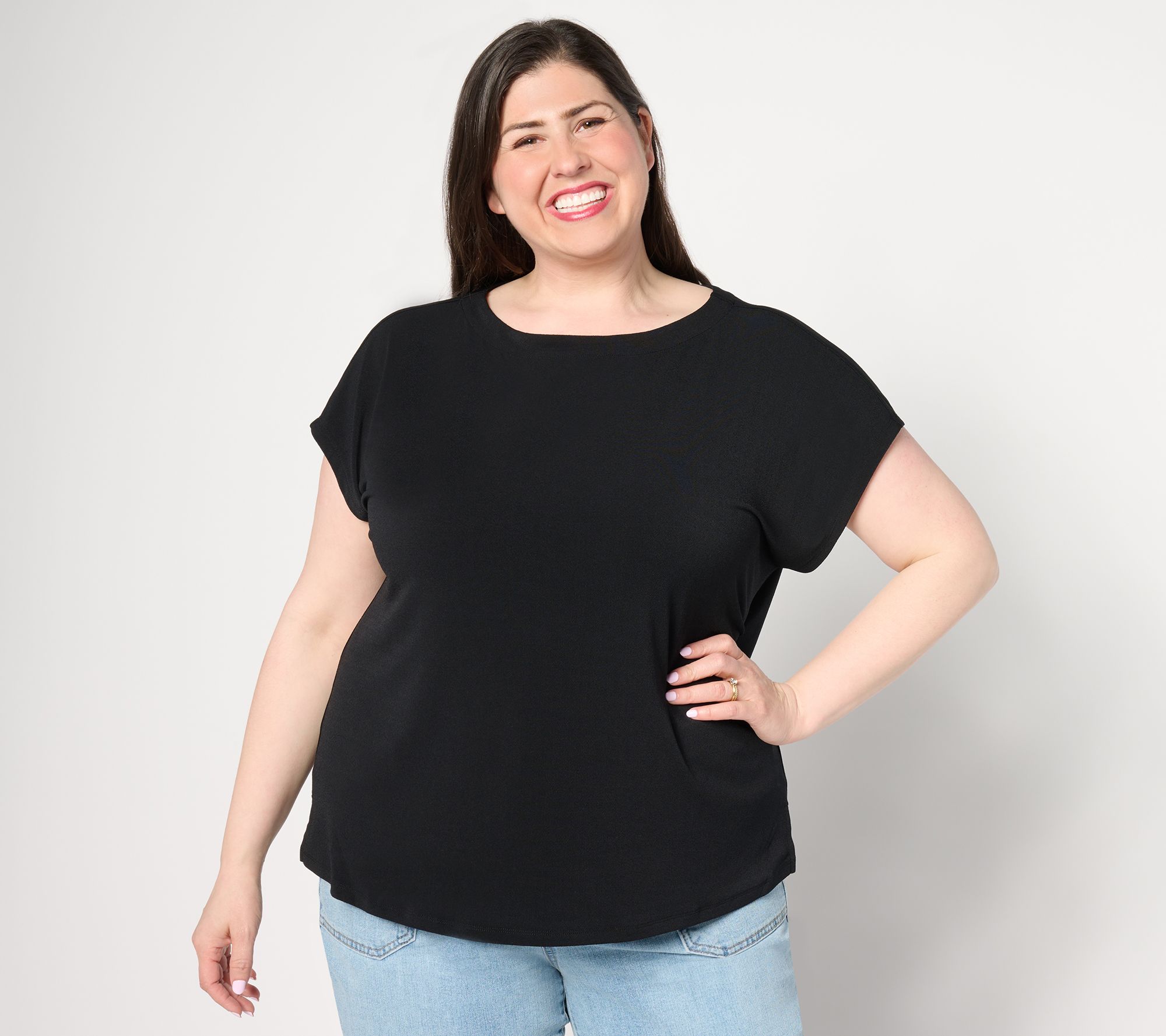 Isaac Mizrahi Live! Pebble Knit Boatneck Top with Cap Sleeves