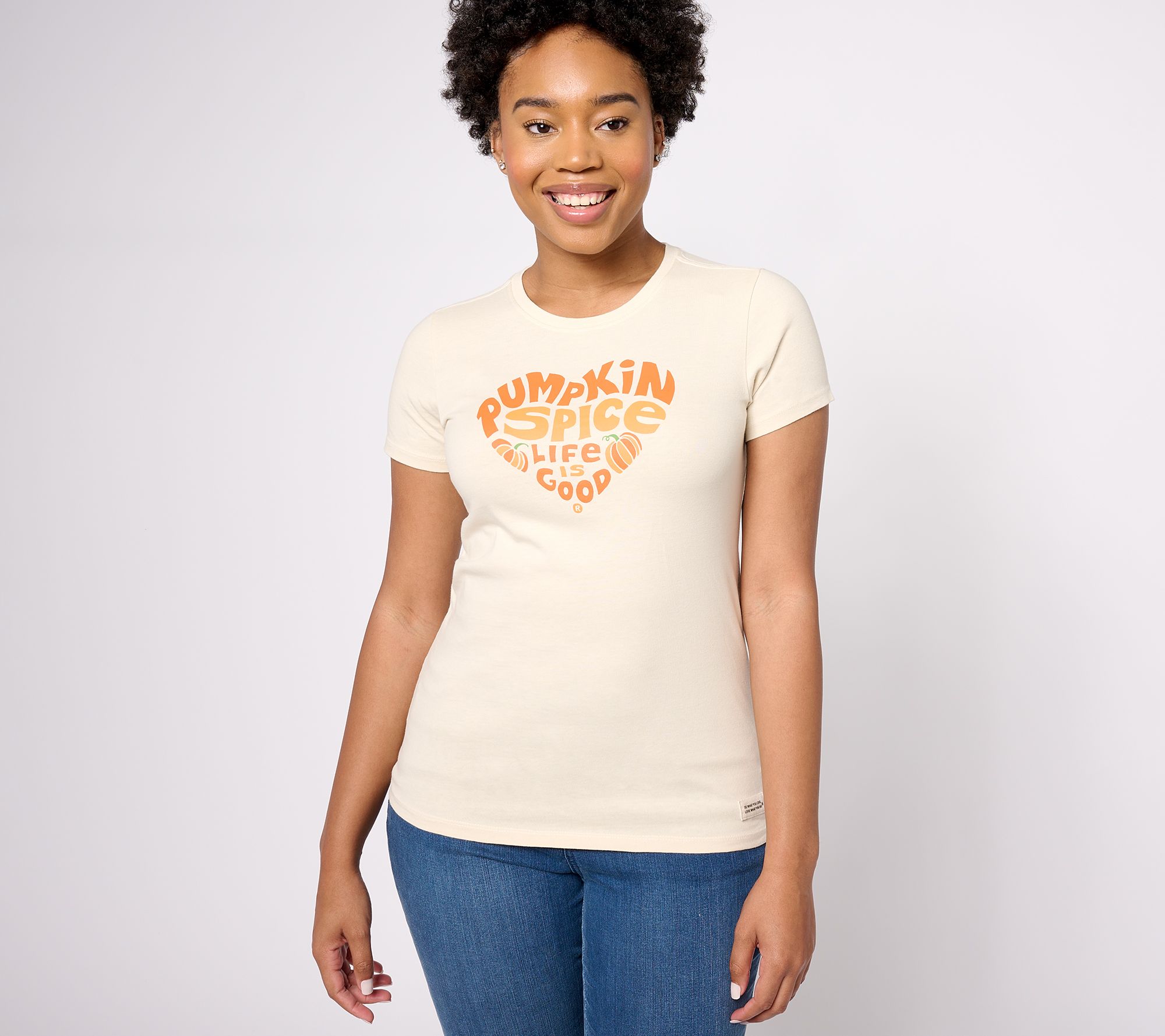 "As Is" Life is Good Women's Short Sleeve Crusher Tee Nostalgia Print