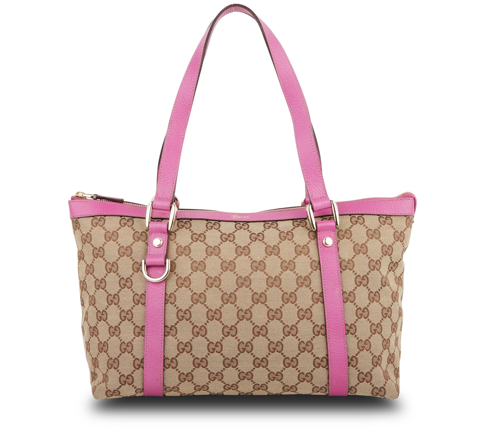 Pre-Owned Gucci Abbey Tote Bag GG Canvas Pink