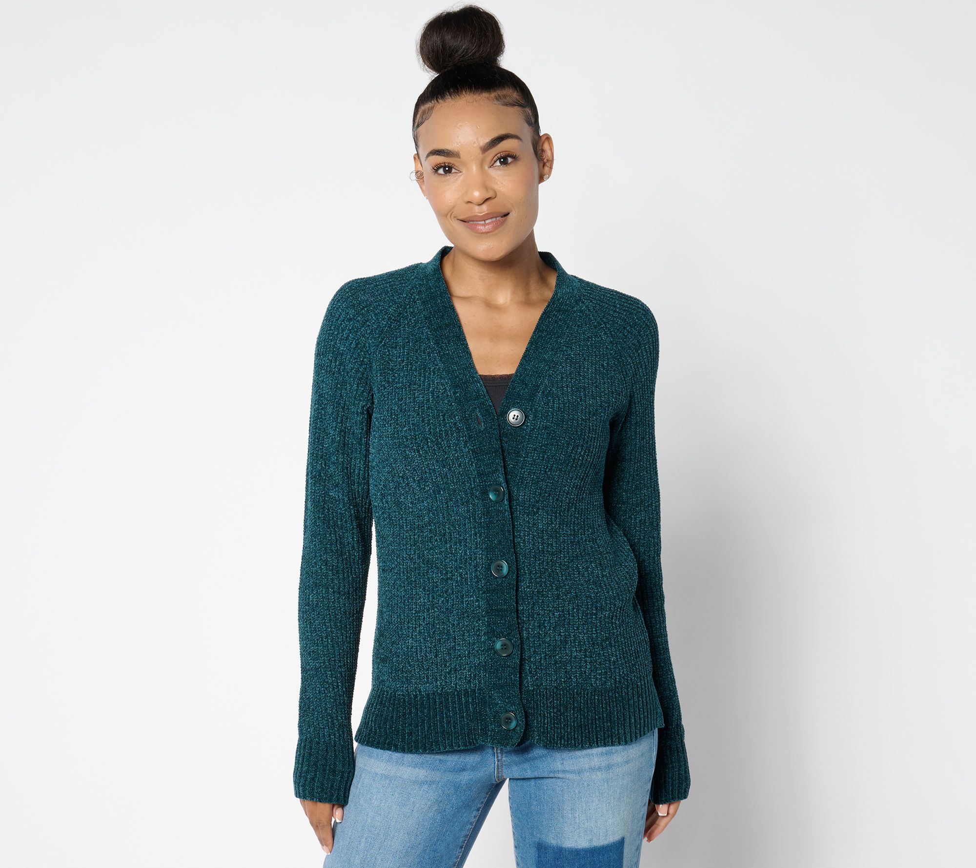 Belle by Kim Gravel Chenille Shaker Knit Boxy Cardigan