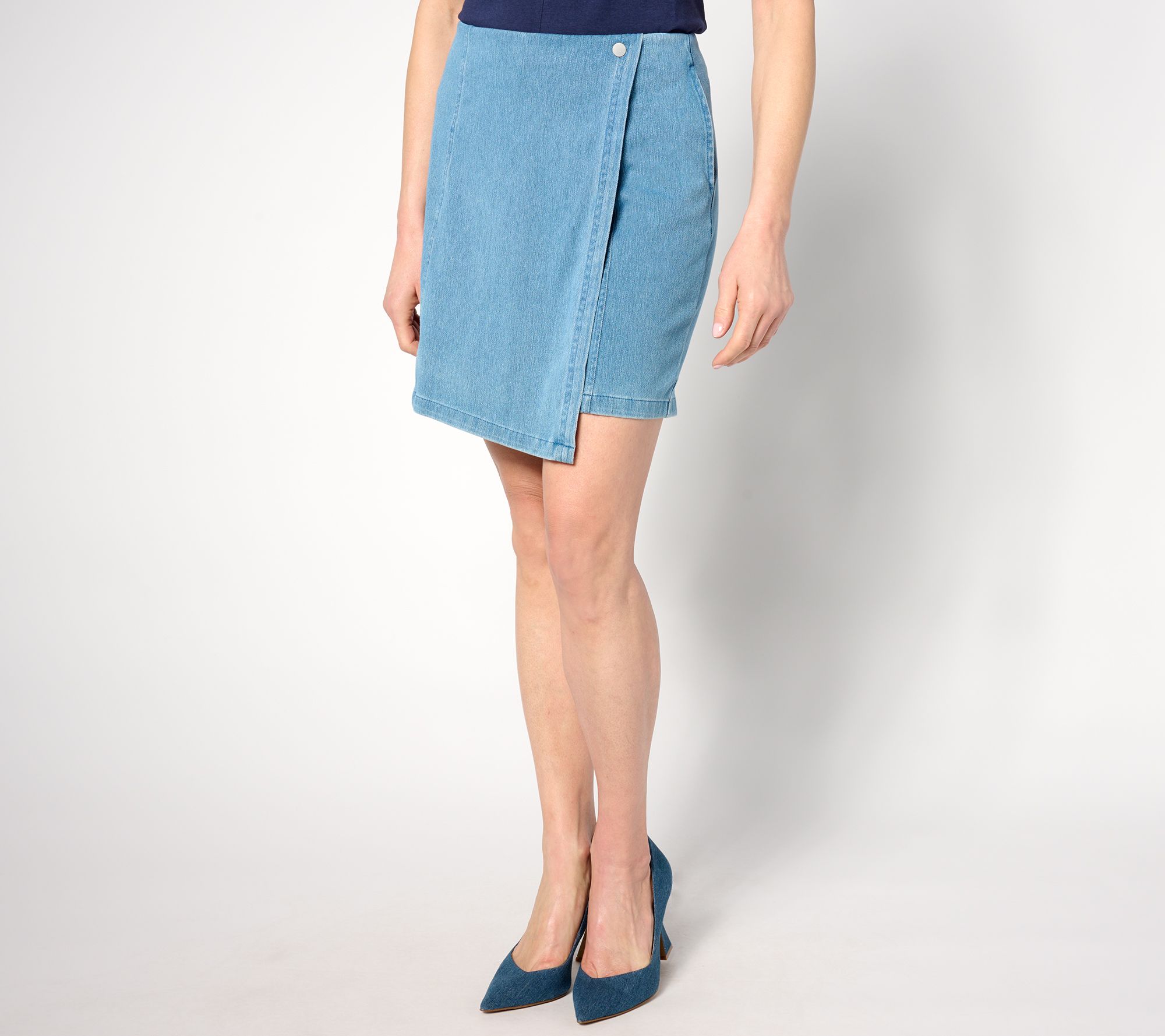 "As Is" Denim & Co. Regular Comfy Knit Air Skort with Seaming Details
