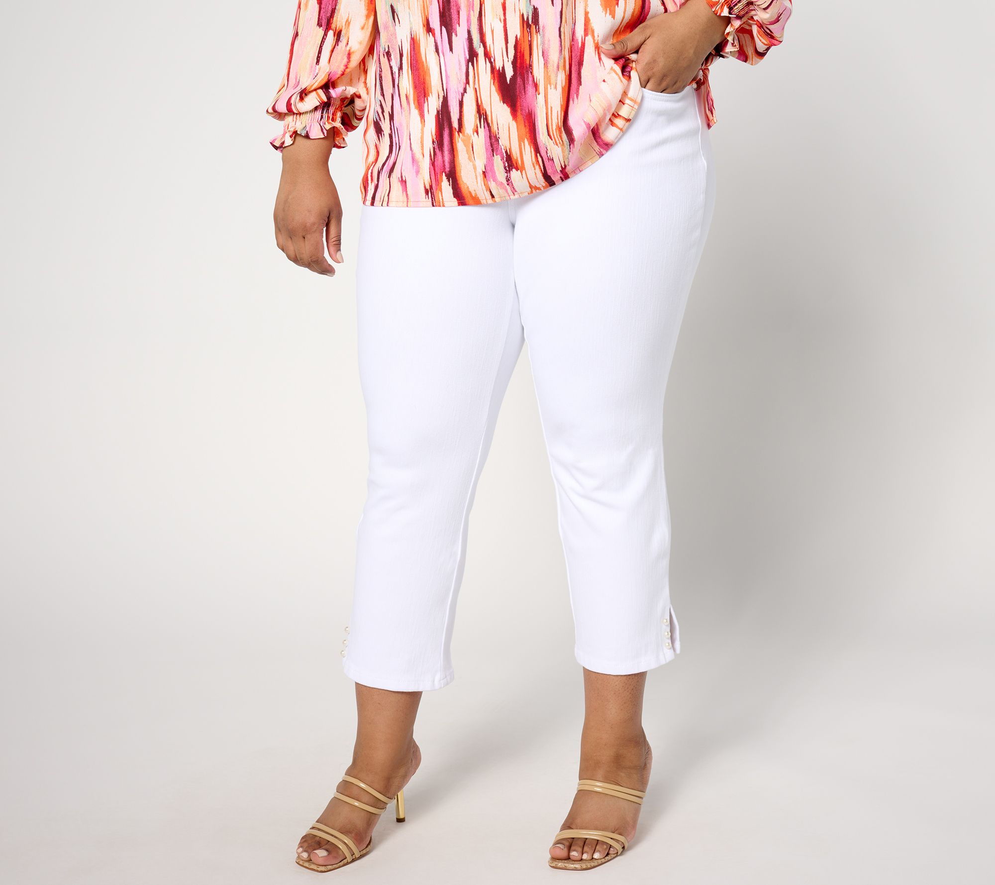 "As Is" Belle by Kim Gravel Flexibelle Pearls Cropped Jean, Regular