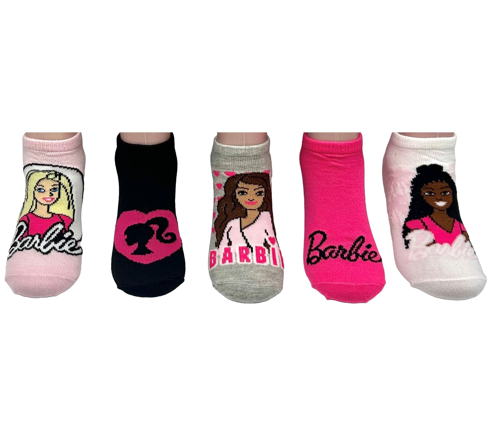 Barbie Girl's Character No-Show Sock Set - 5 Pa ir