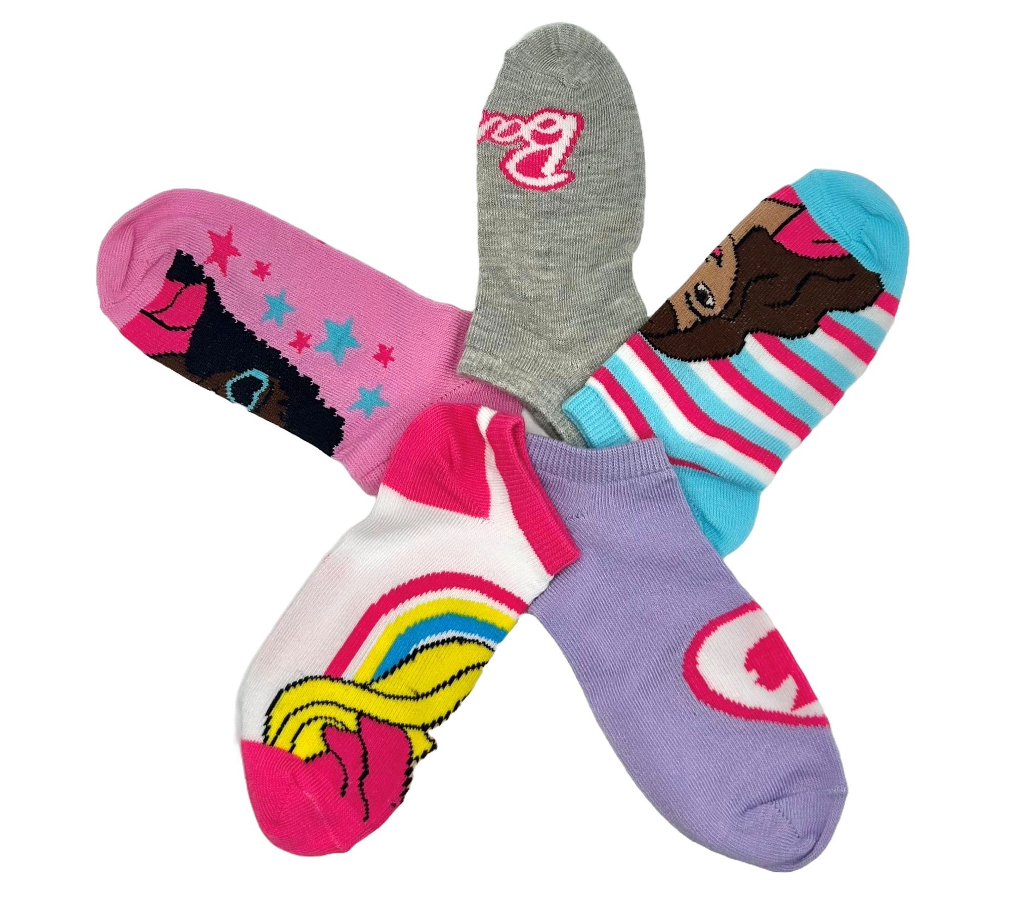 Barbie Girl's Character No-Show Sock Set - 5 Pair