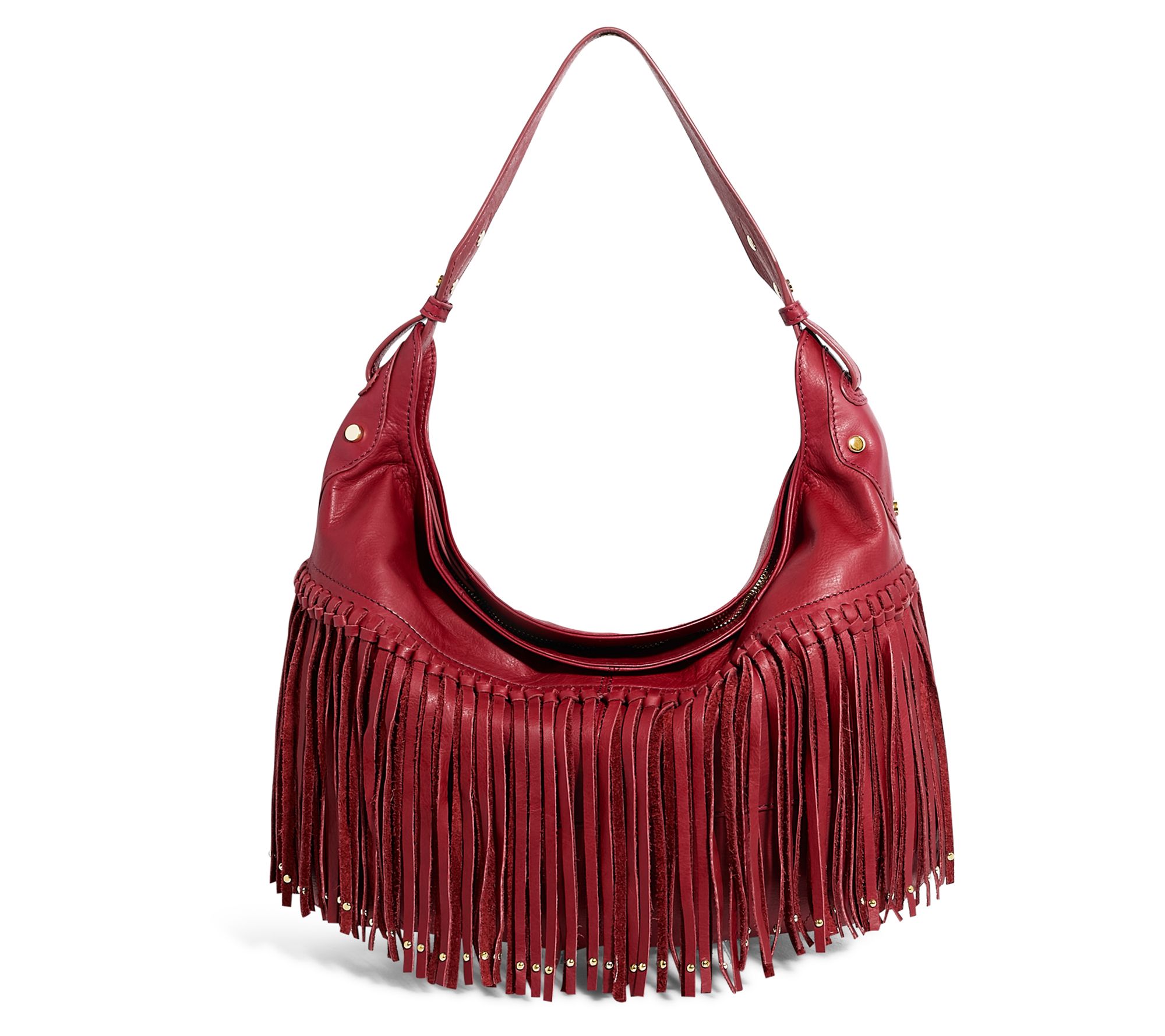 American Leather Co. Leather Fringe Lilly Ziptop Hobo QVC