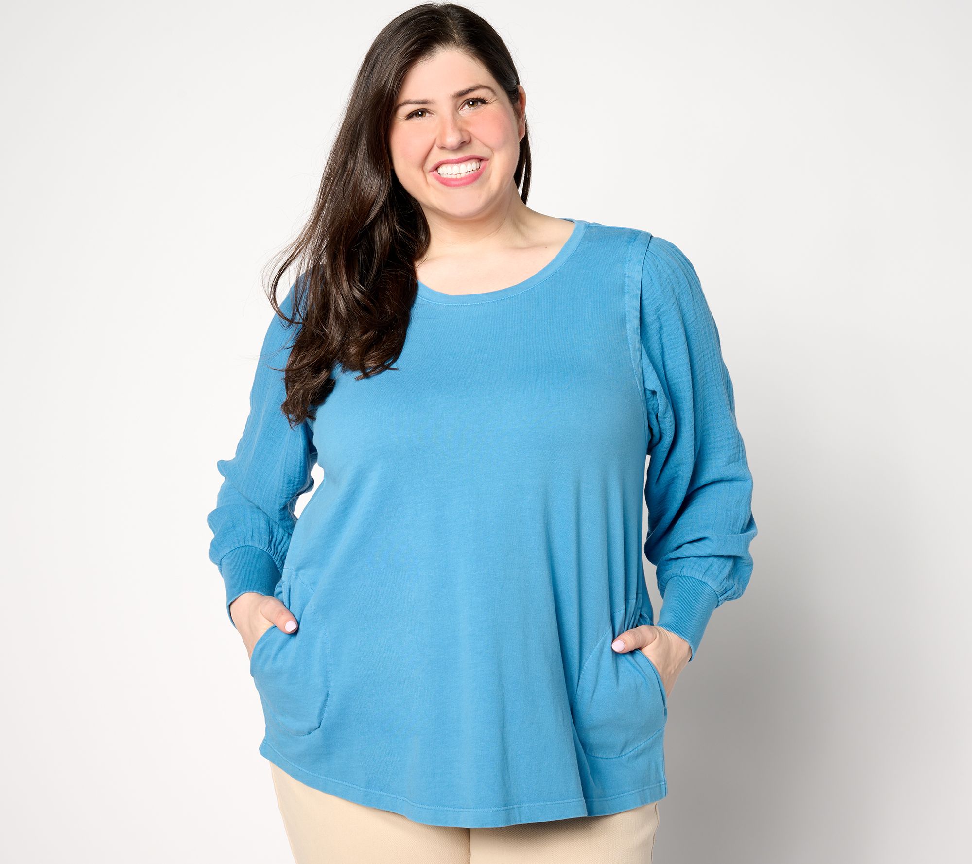 "As Is" LOGO Life by Lori Goldstein Antique Wash Knit Top