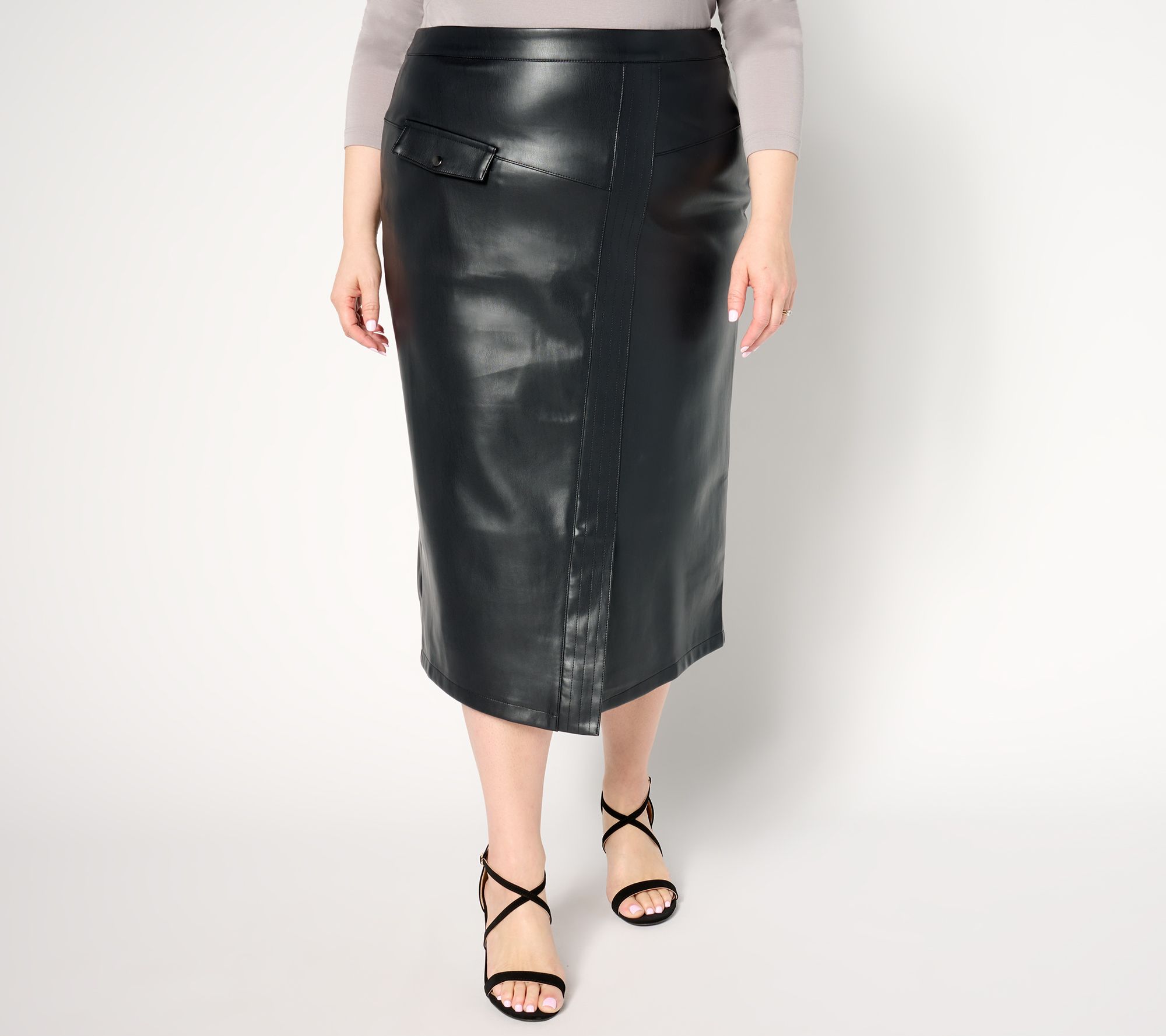 Studio Park x Shawn Killinger Petite Fixed Faux-Leather Wrap Skirt