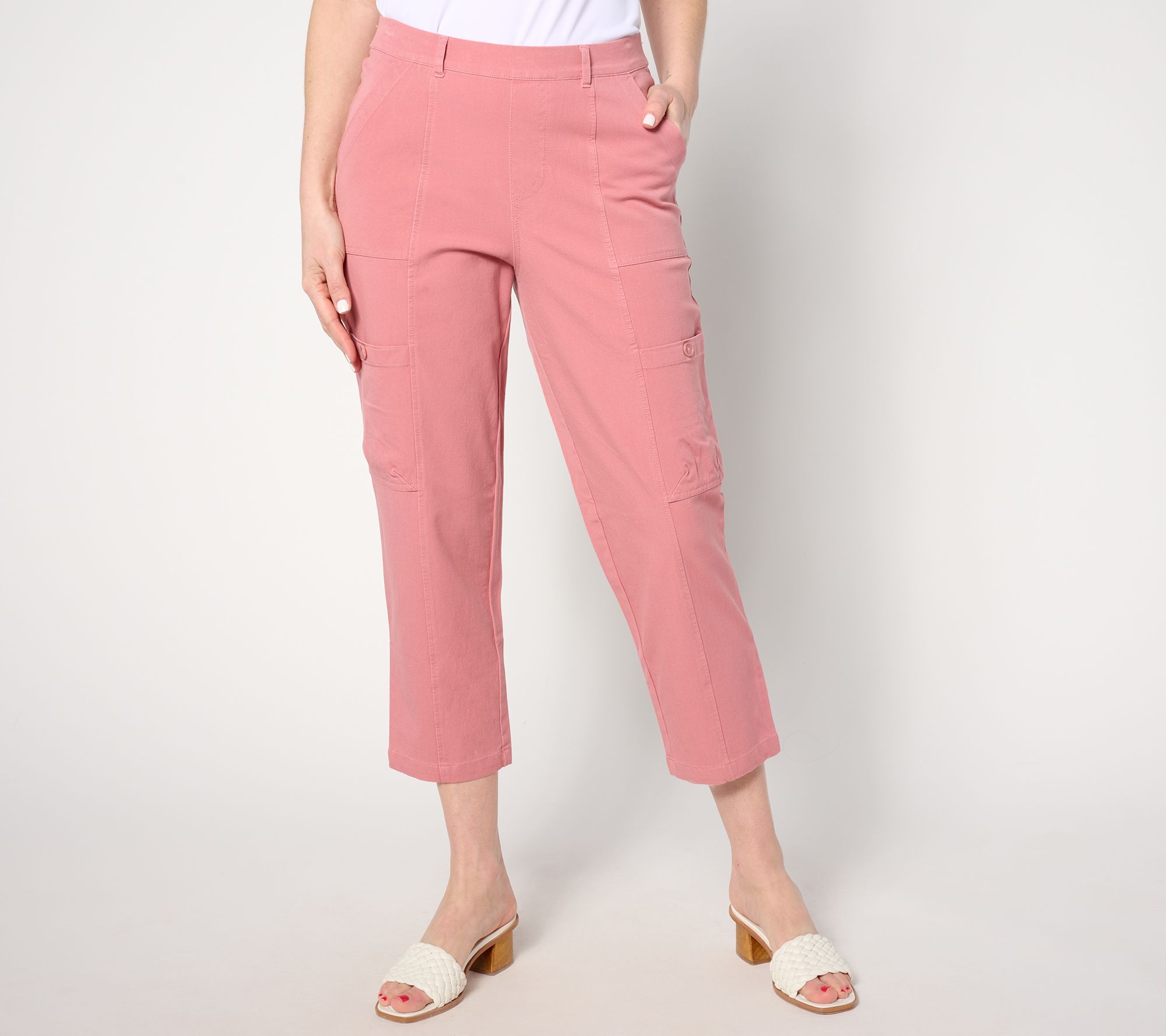 "As Is" AnyBody Petite All Stretch Twill Cropped Utility Pant