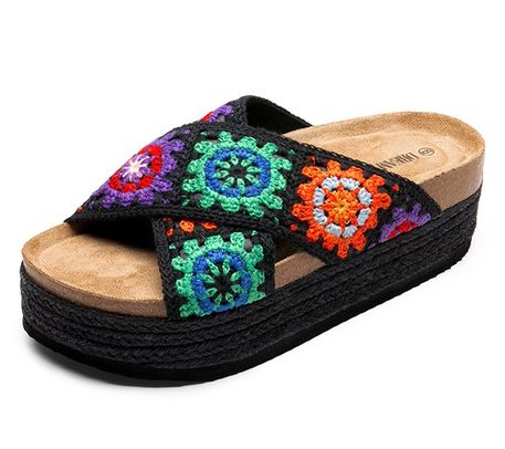 Dream Pairs Women's Raffia Platform Slip On San dals