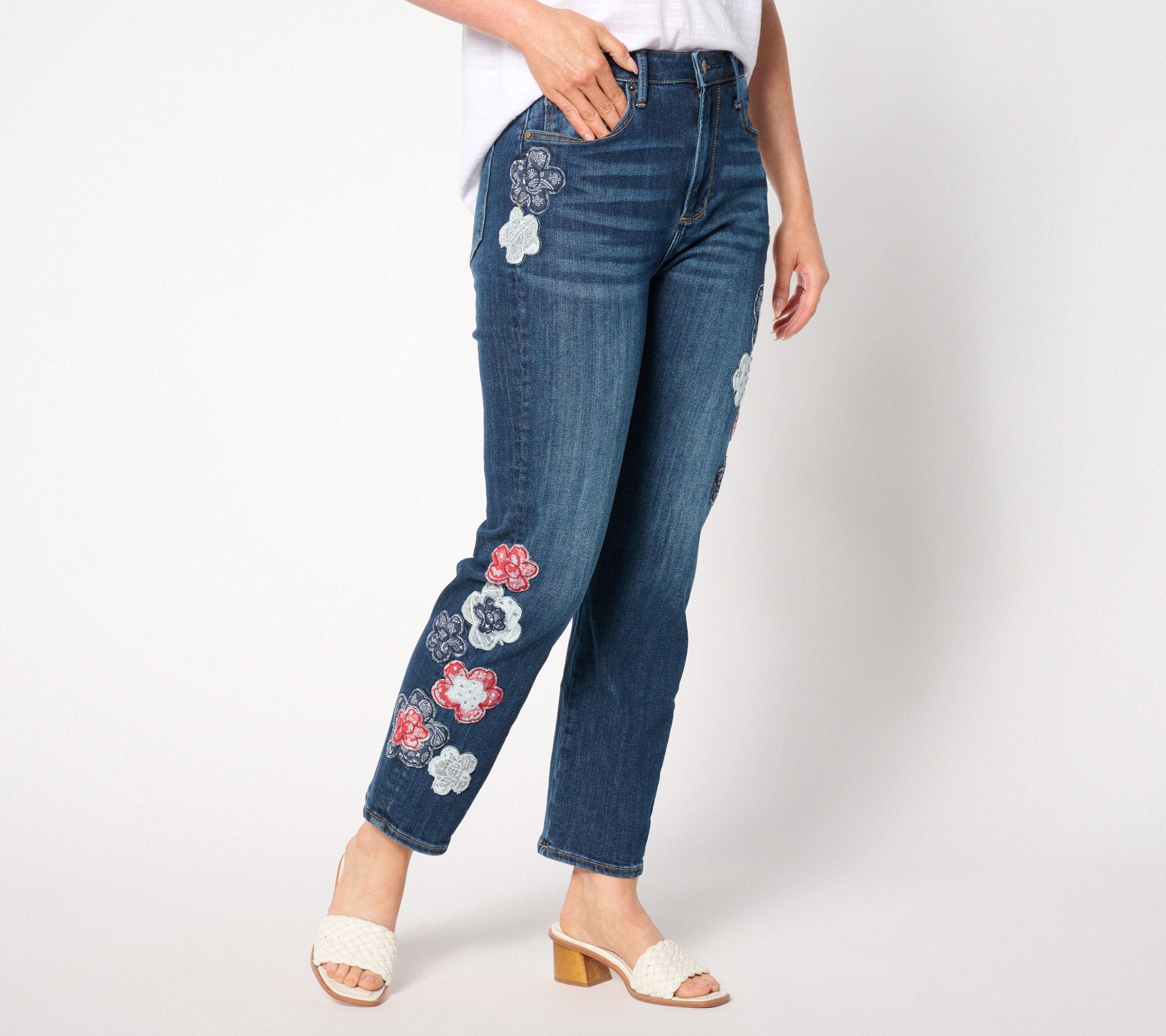 "As Is" Driftwood Jeans Petite Royce Straight Ankle American Band