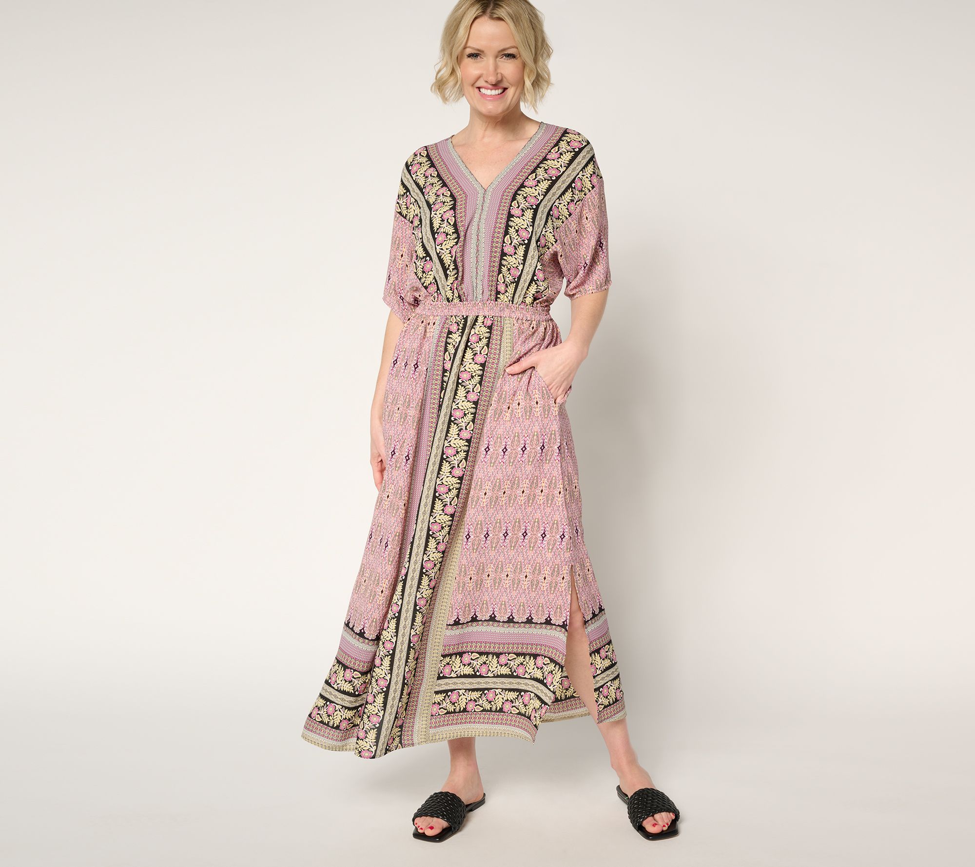 Belle Boho by Kim Gravel Regular Lotus Sunrise Border Maxi Dress