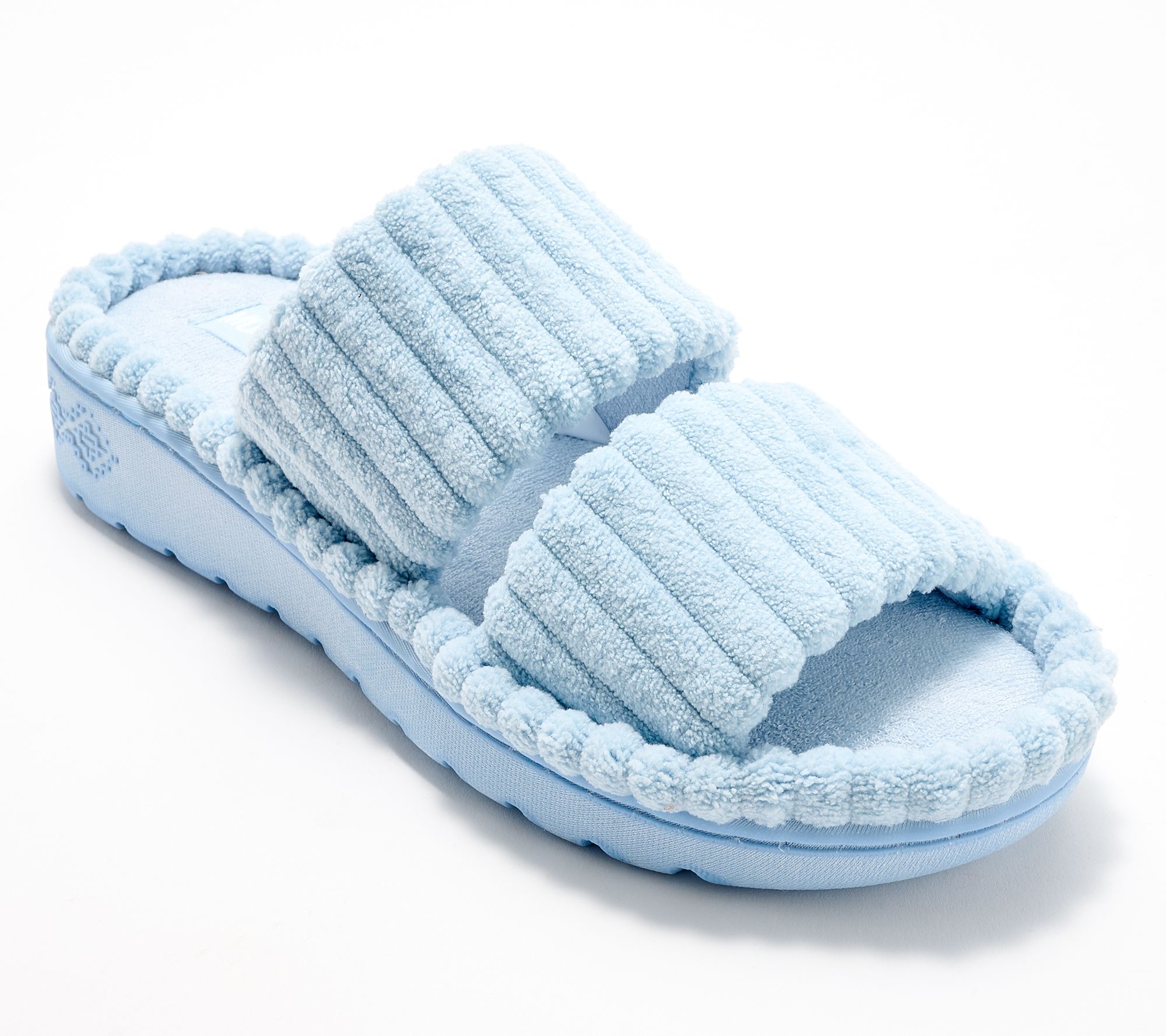 MUK LUKS Double Strap Ribbed Terry Contour Slide Slippers
