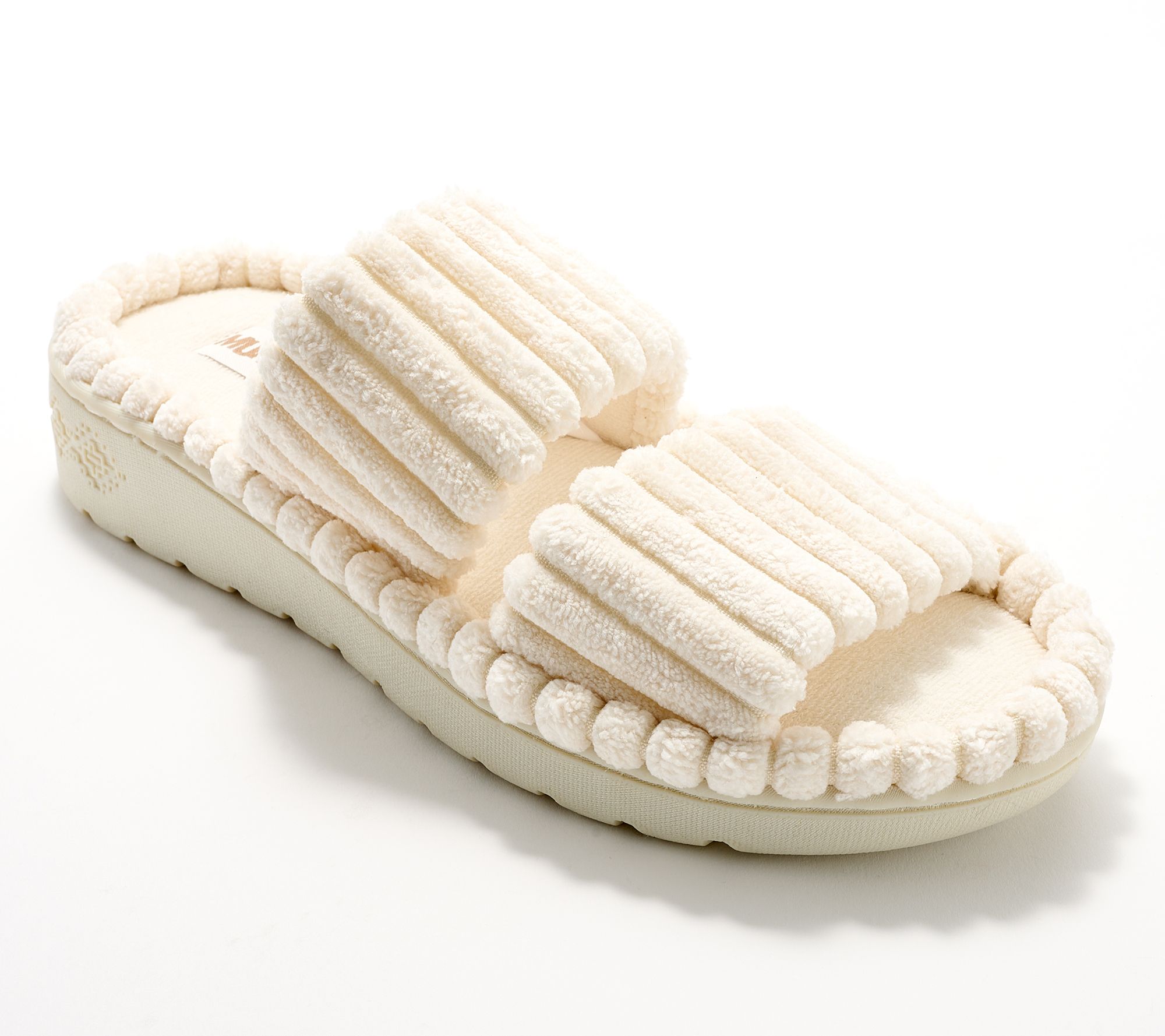 MUK LUKS Double Strap Ribbed Terry Contour Slide Slippers