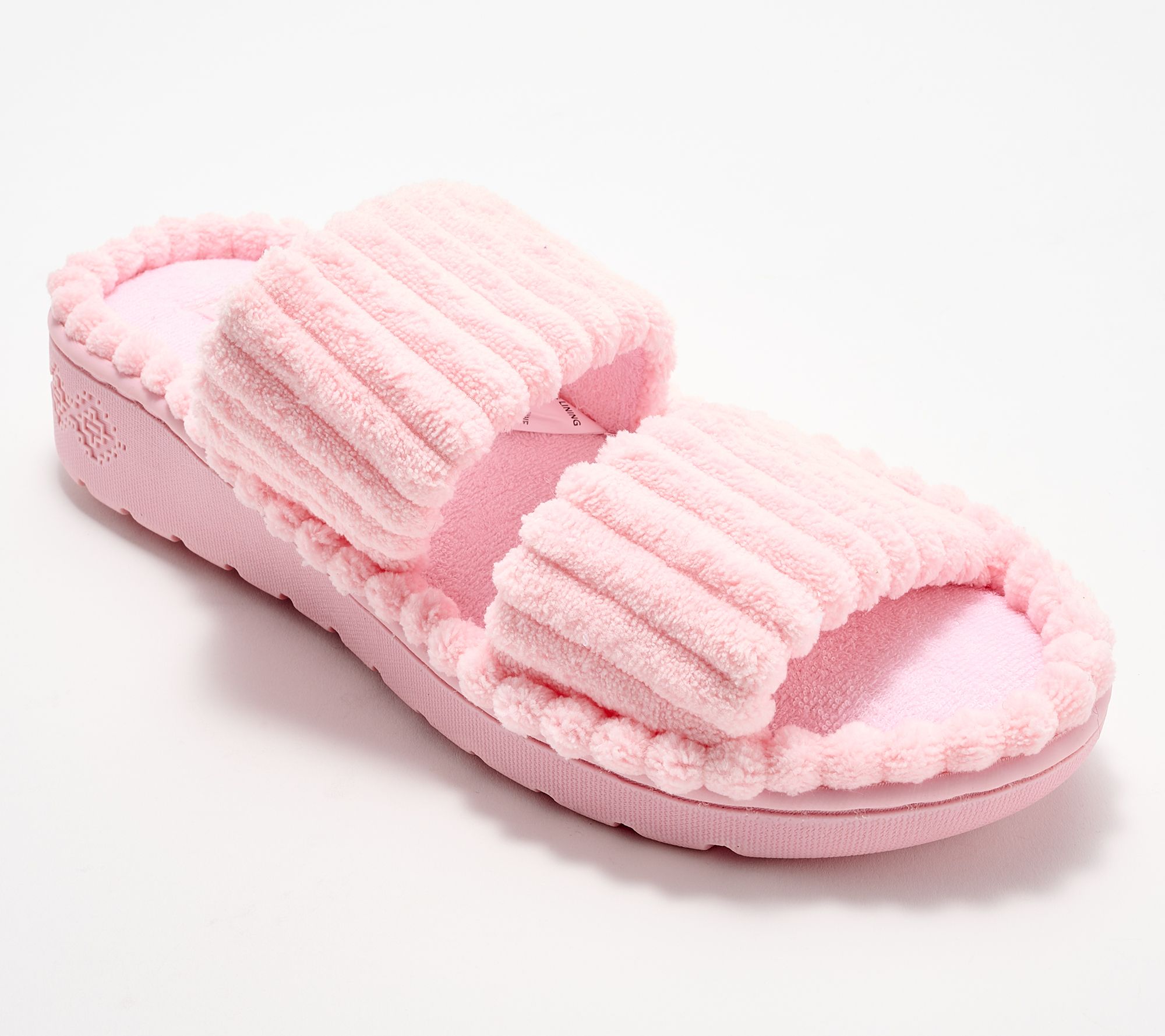 MUK LUKS Double Strap Ribbed Terry Contour Slide Slippers