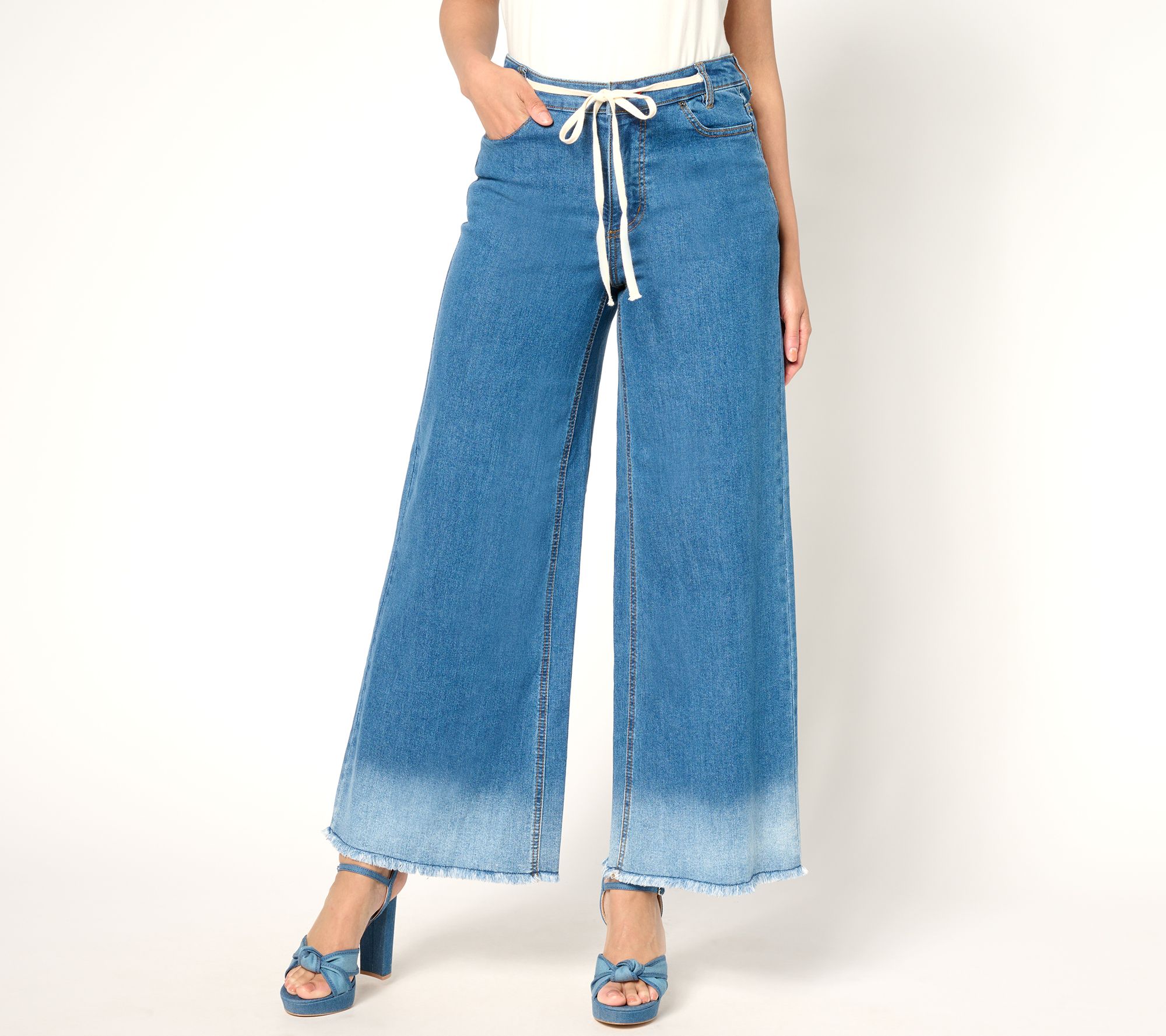 Peace Love World Regular Dip Dye Ankle Jean with Drawcord Waist