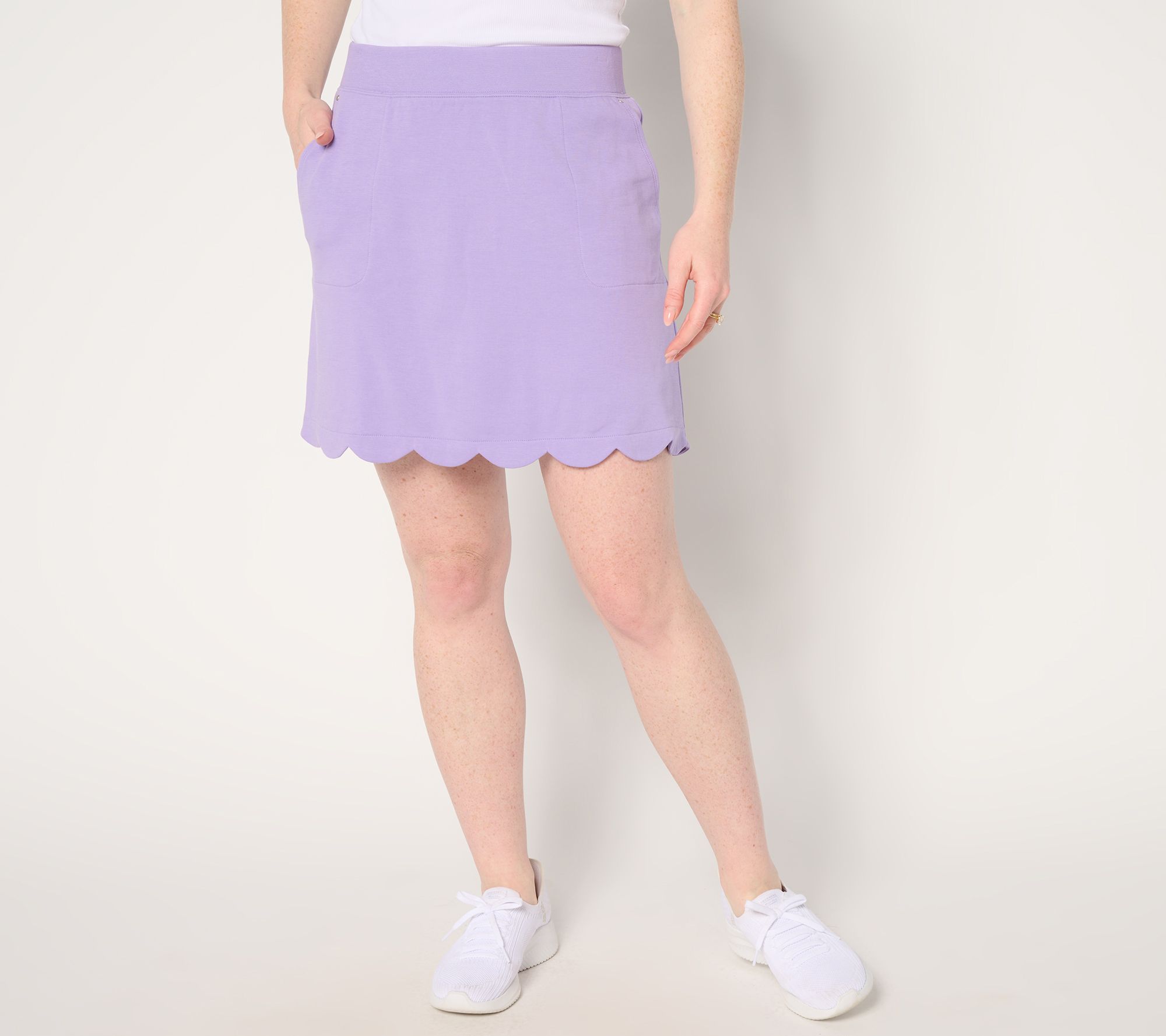 Sport Savvy Petite Pique Knit Skort with Scallop Hem