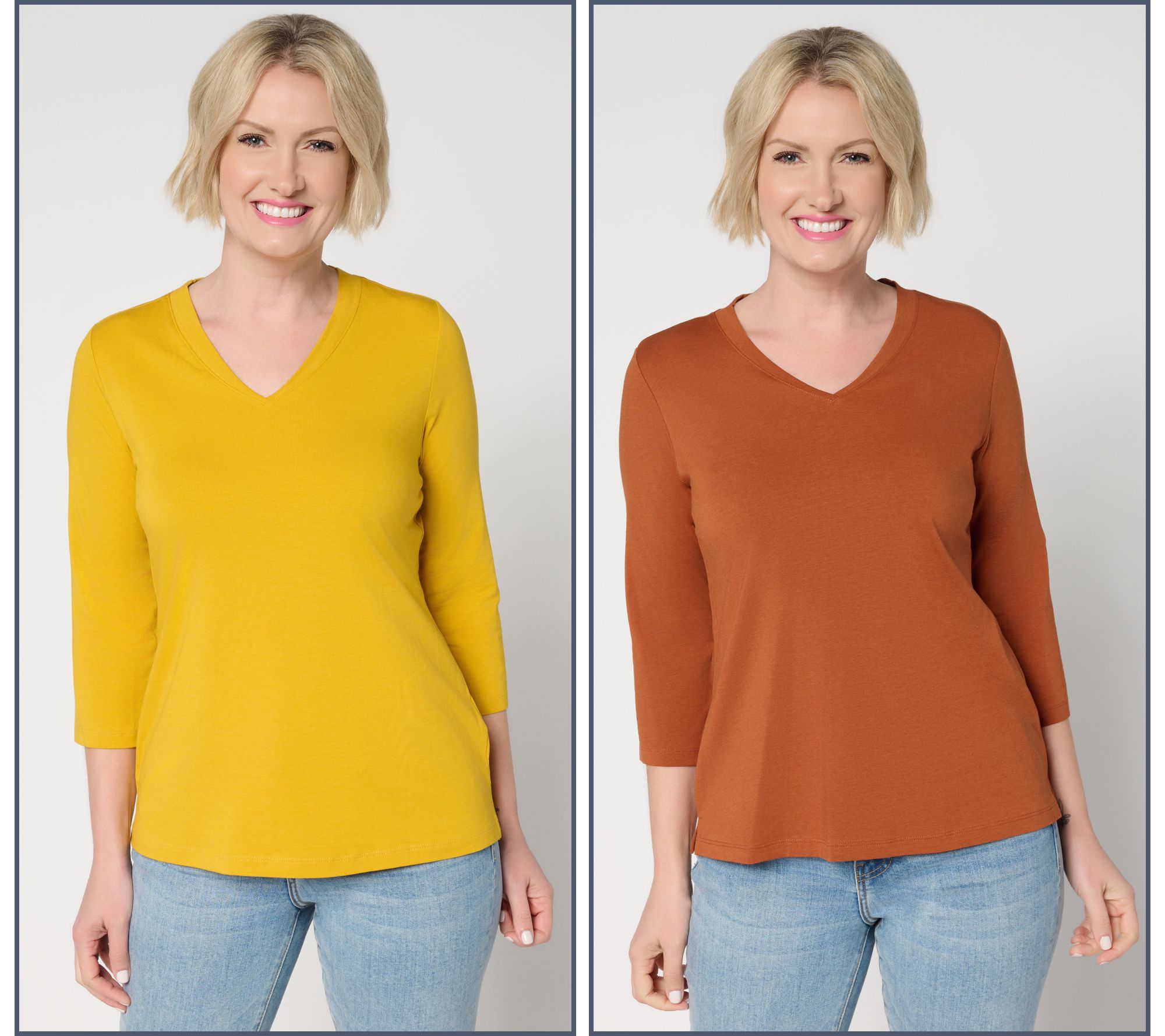 Denim & Co. Essentials 2-Pack Favorite Jersey V-Neck Tops