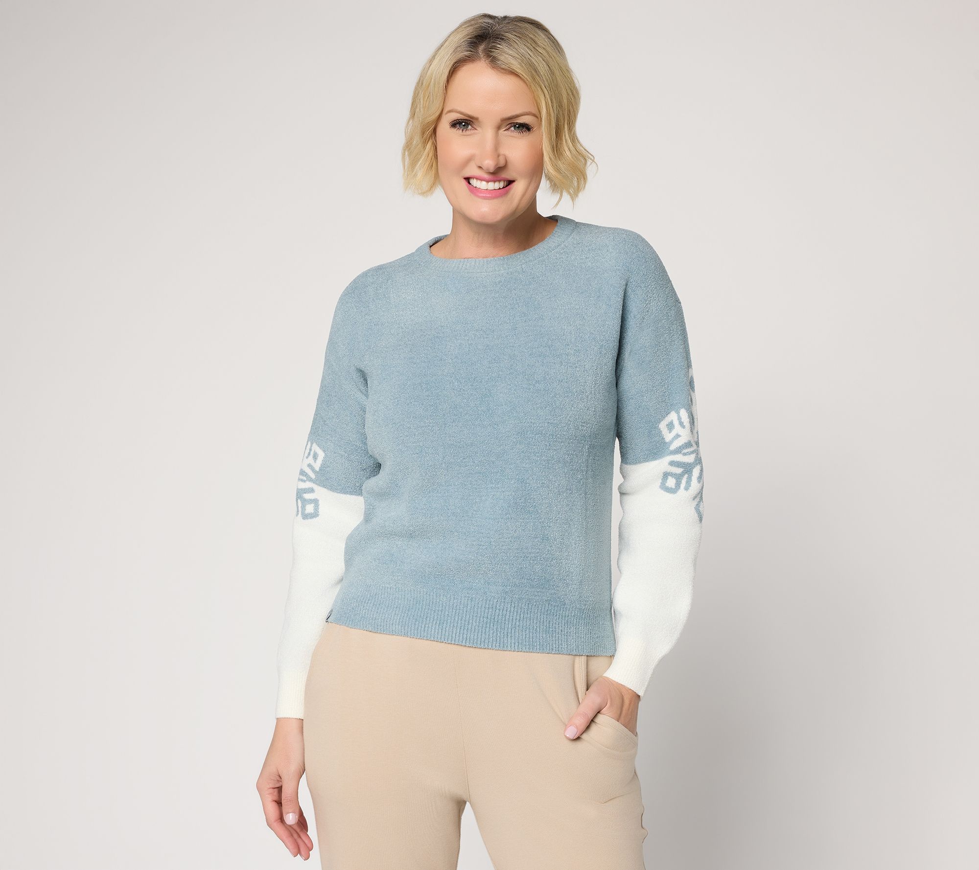 Barefoot Dreams CozyChic Ultra Lite Snowflake Crew Neck Pullover
